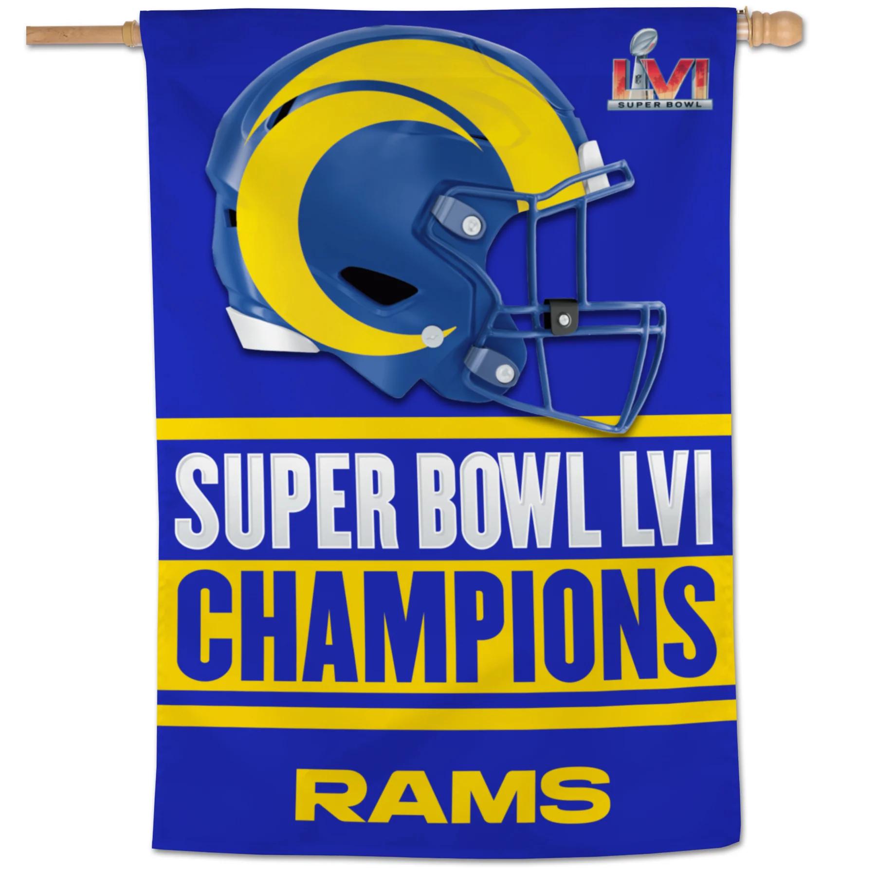 Los Angeles Rams Super Bowl LVI Champions Vertical Flag