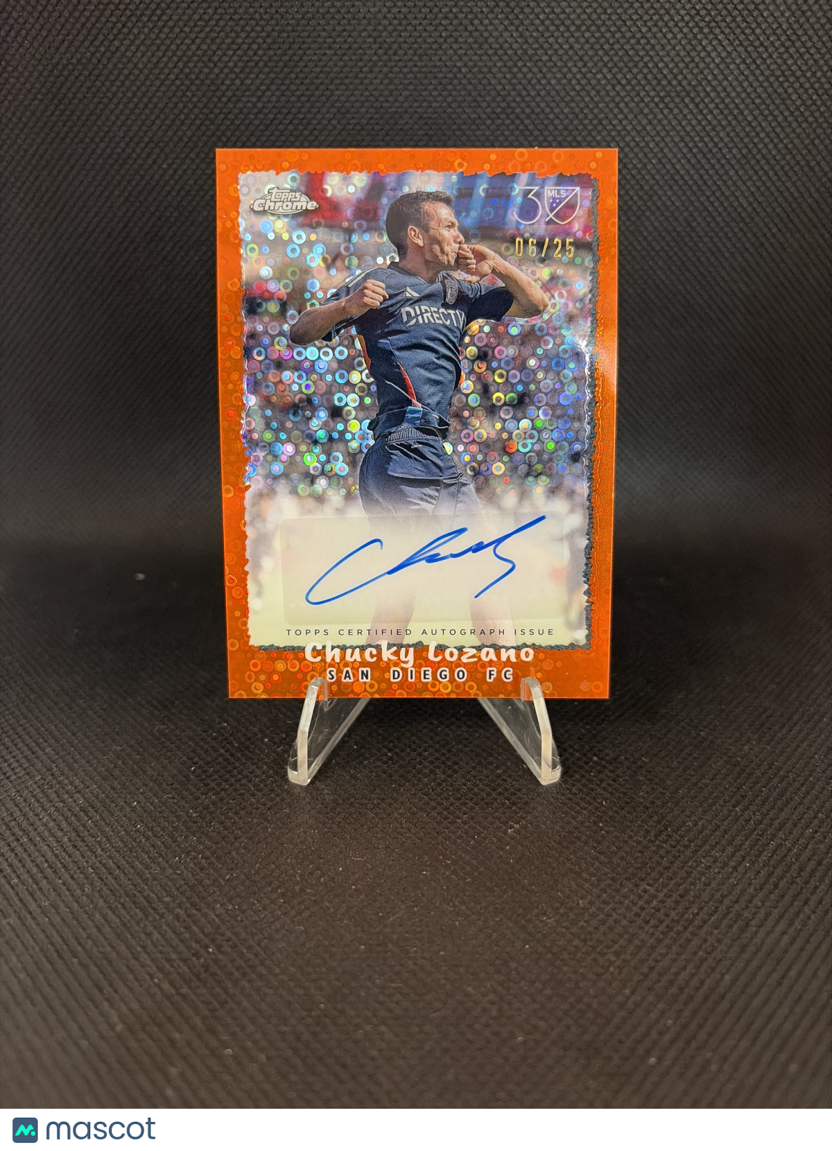2025 Topps Chrome Major League Soccer Chucky Lozano Orange Speckle Refractor /25