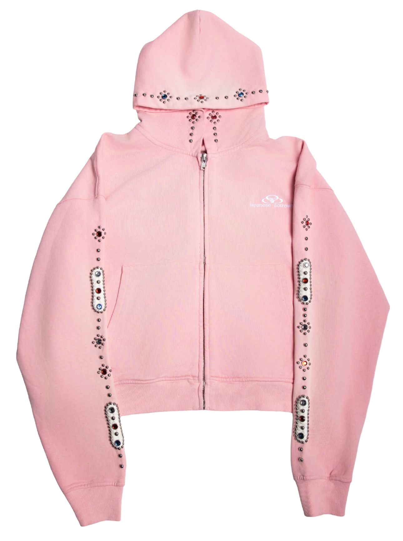 JAPANESESORROWS PONDER EMBELLISHED HOODIE PINK