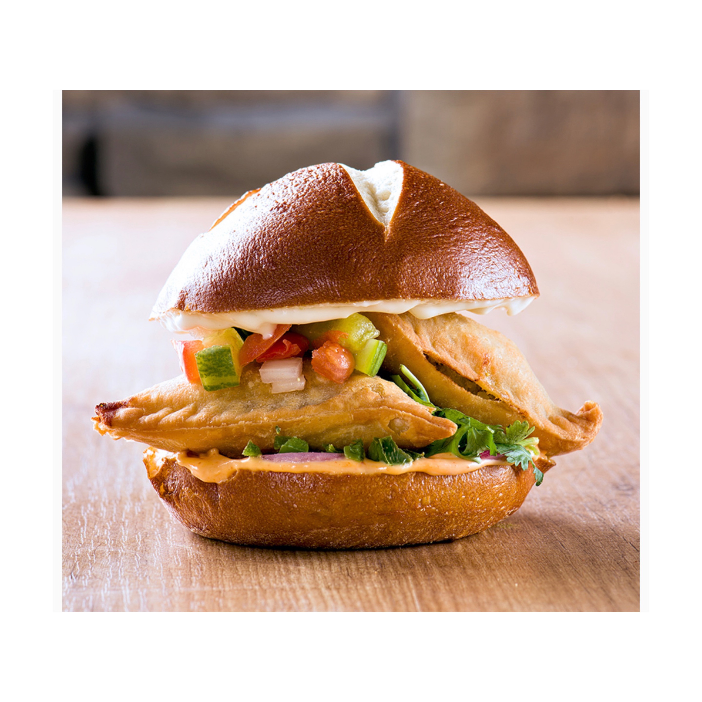 Tamarind Samosa Burger (Potato,Pea Samosa)