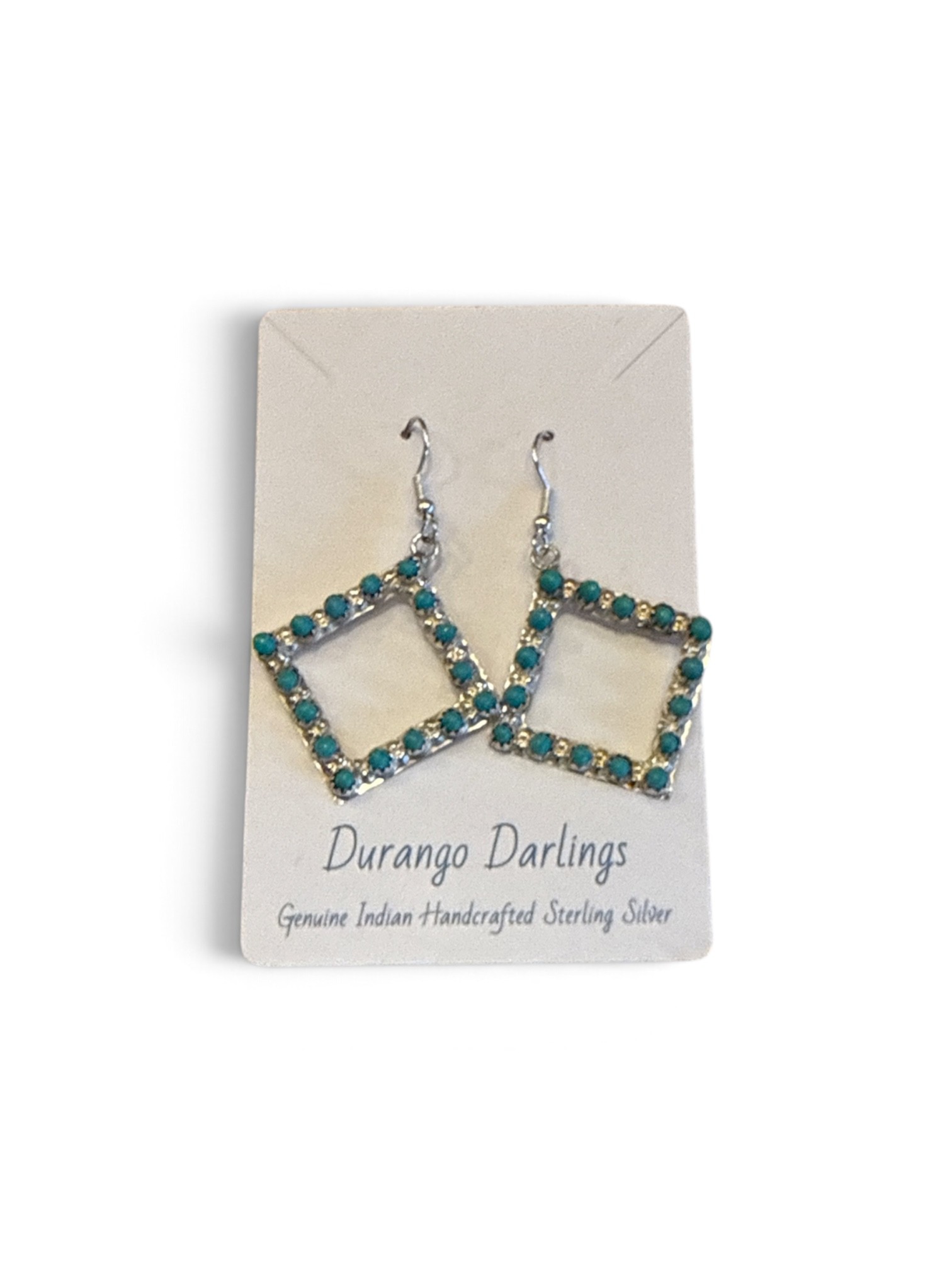 Durango Darlings - Dangle Square Turquoise Round Earrings