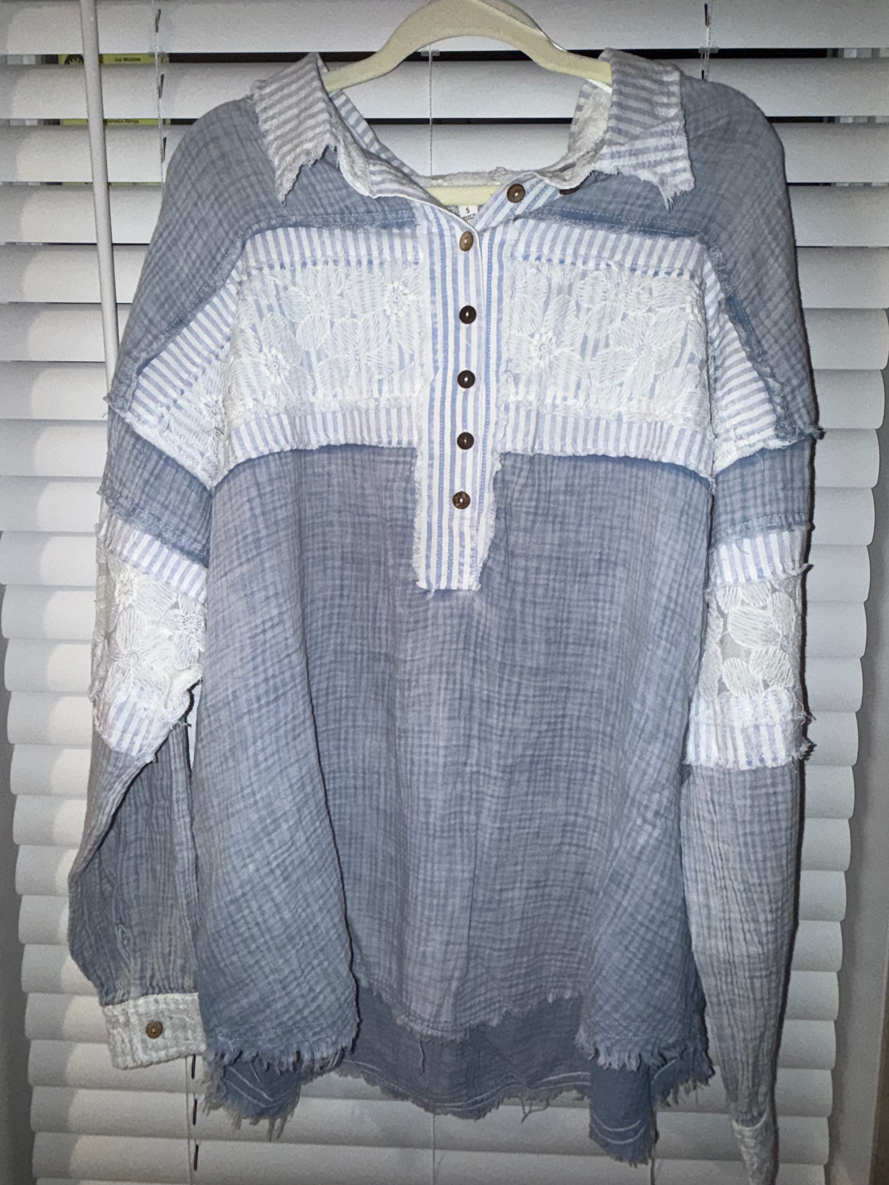 Blue Long Sleeve w/ Lace Detailing