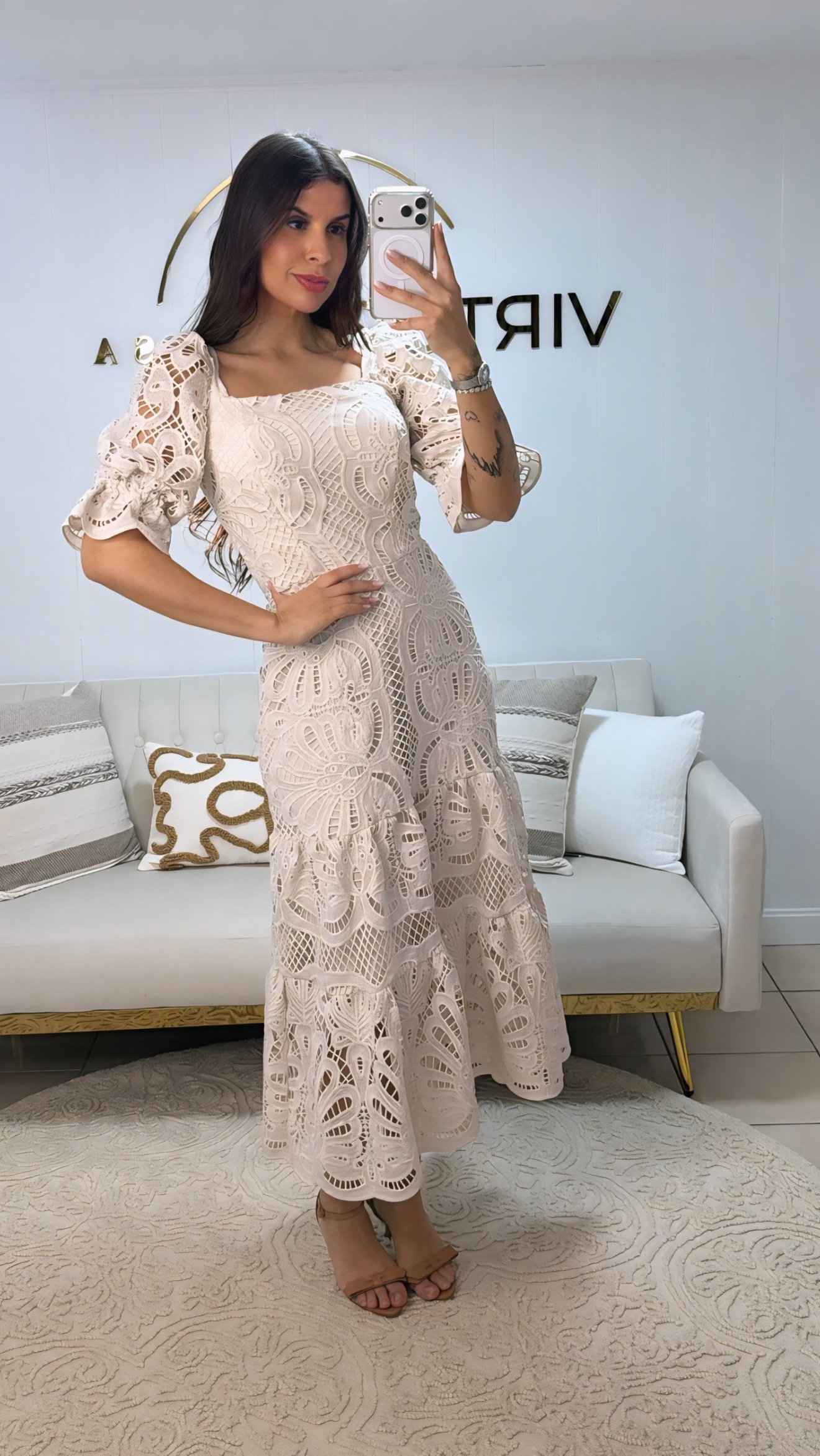 Vestido Richelieu Off White - foto 3