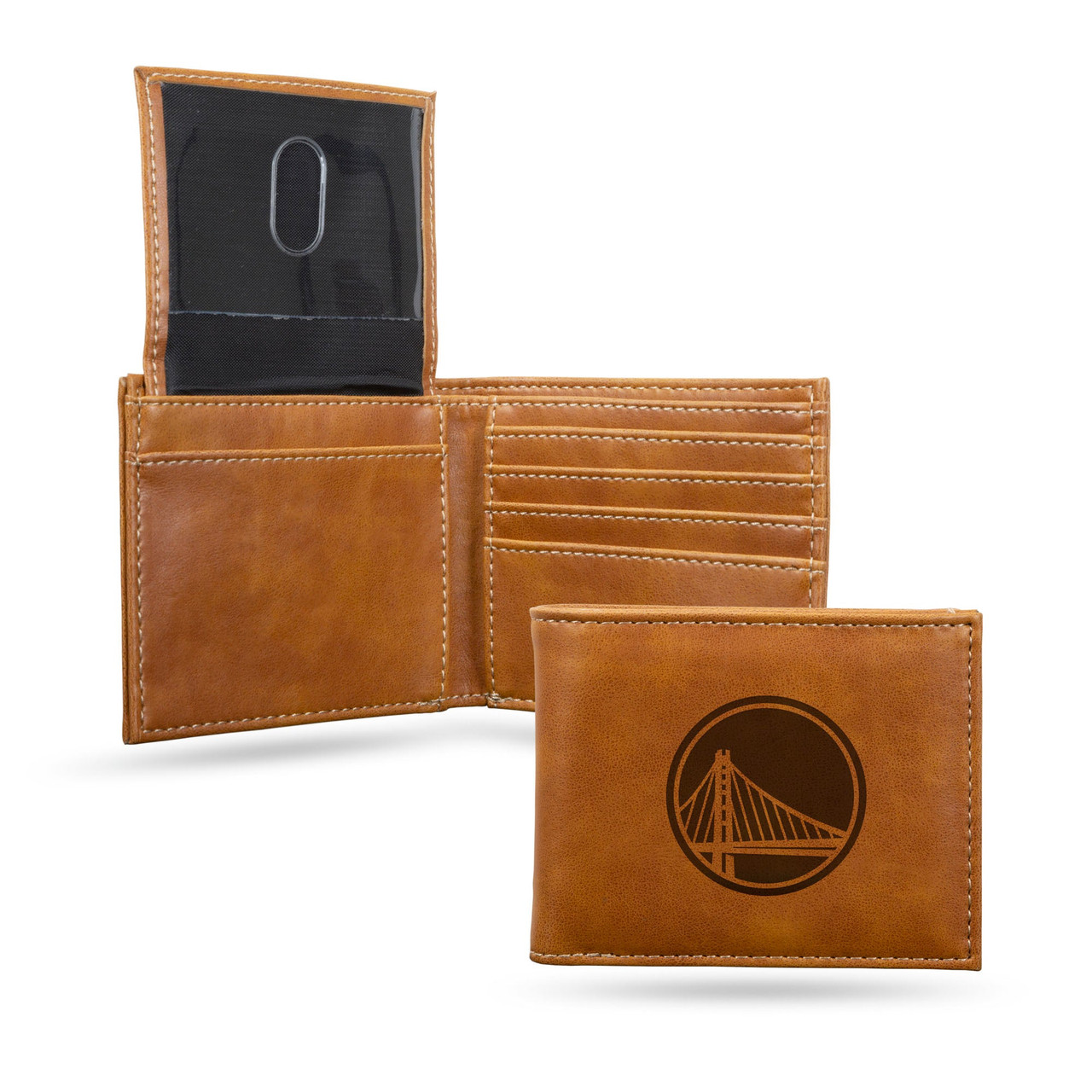 Golden State Warriors Laser Engraved Billfold Leather Wallet