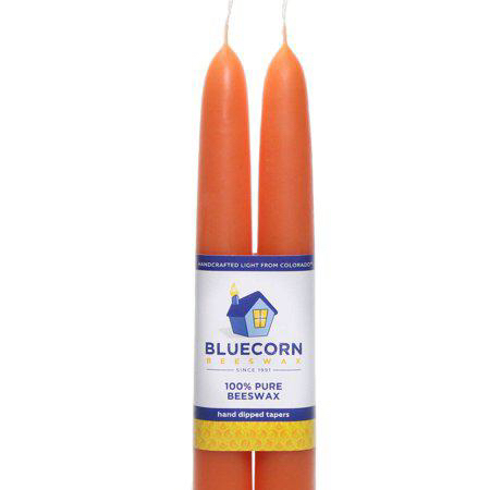 Bluecorn Beeswax Pure Beeswax Tapers - 7/8 x 12 - Apricot