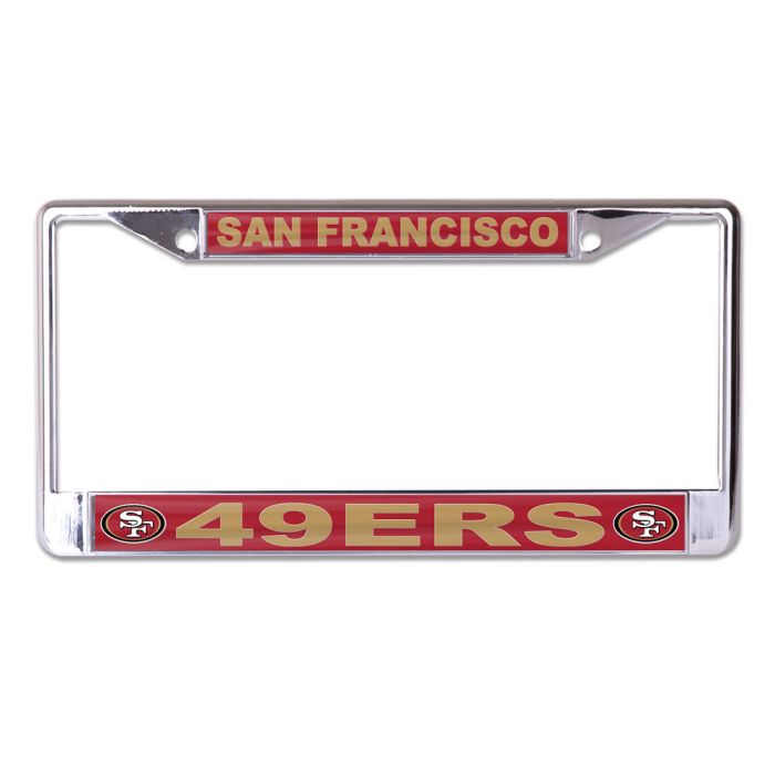 San Francisco 49ers Chrome License Plate Frame with Acrylic Inserts