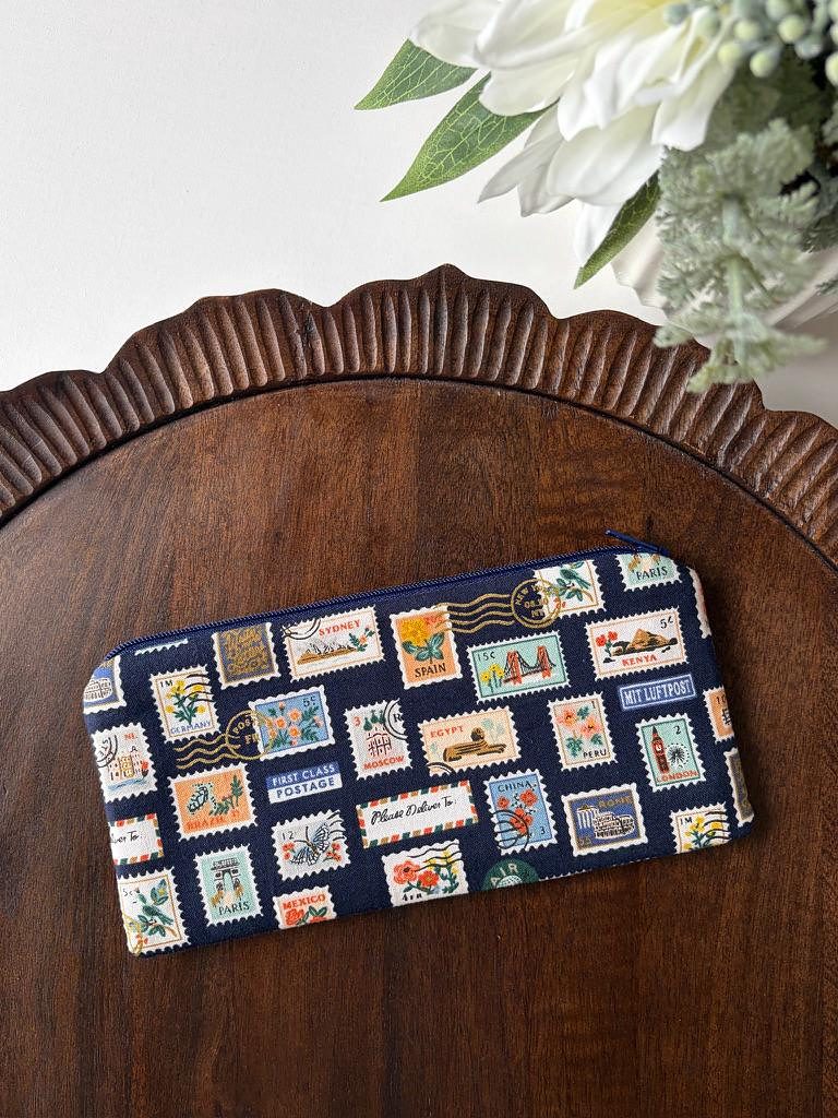 Pencil Pouch – Postage Stamps Navy, photo 2 of 6