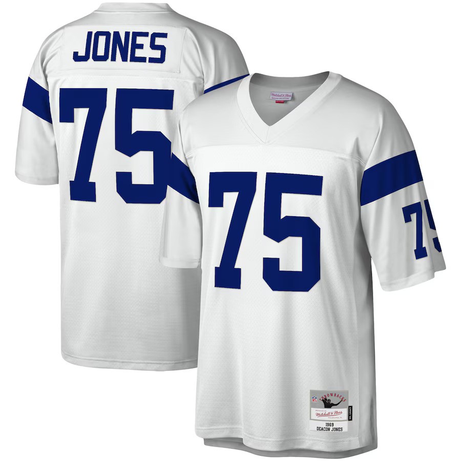 Los Angeles Rams 1969 Deacon Jones #75 White Mitchell and Ness Jersey