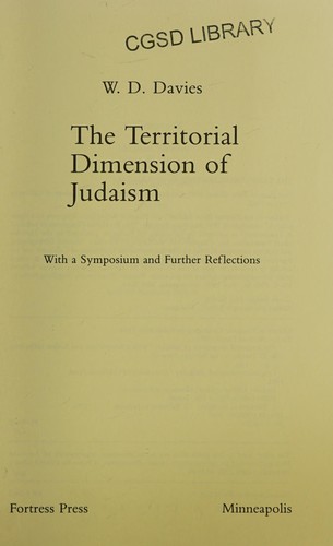Cover of The Territorial Dimension of Judaism
