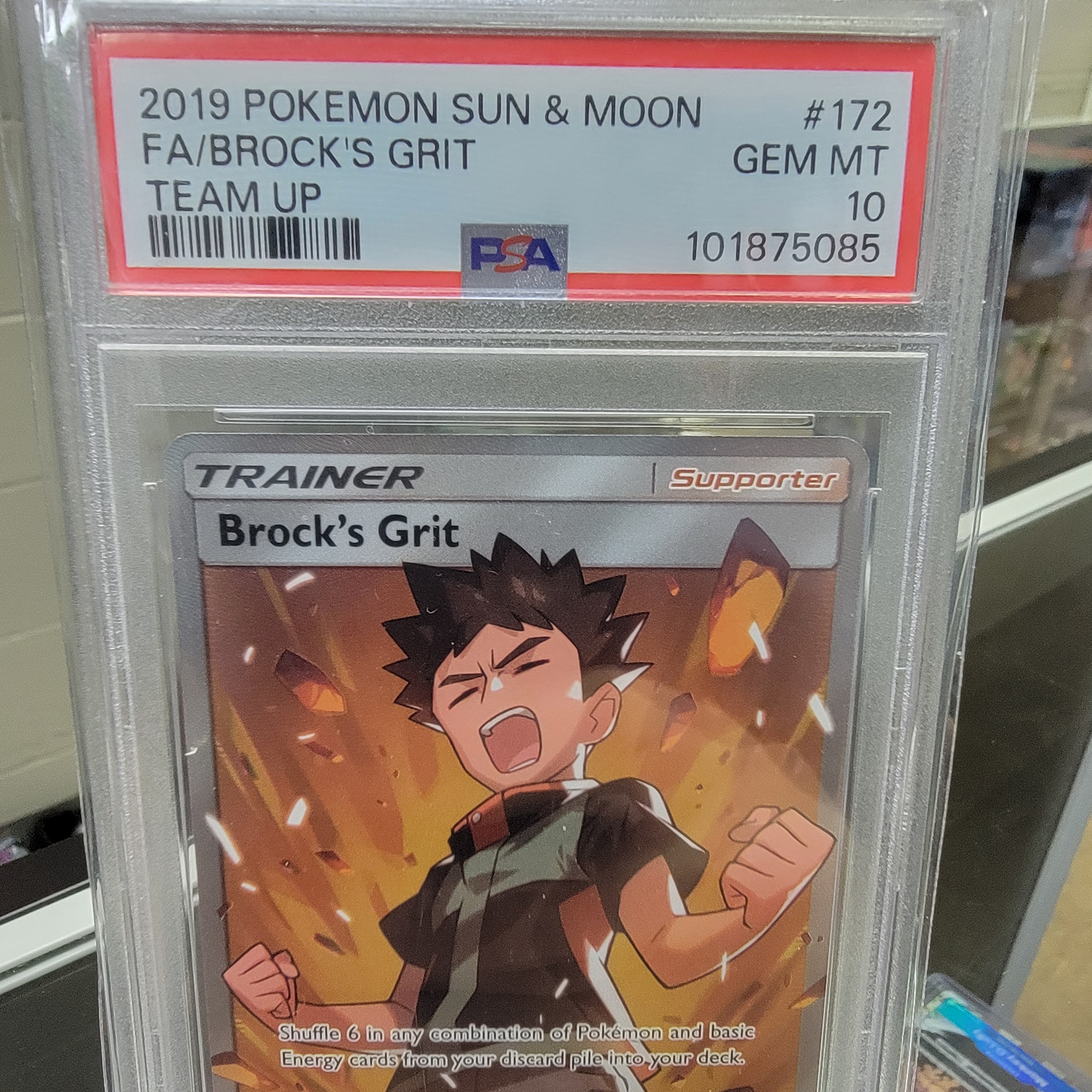 Psa 10 Brock's Grit Team Up Full Art Graded Card