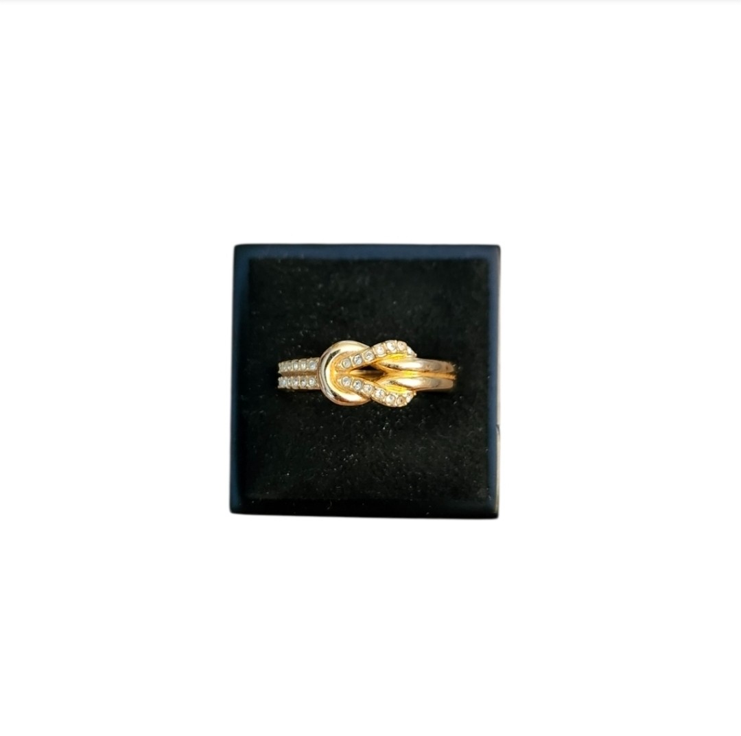 Size 8 Gold Toned Cubic Zirconia Love Knot Ring
