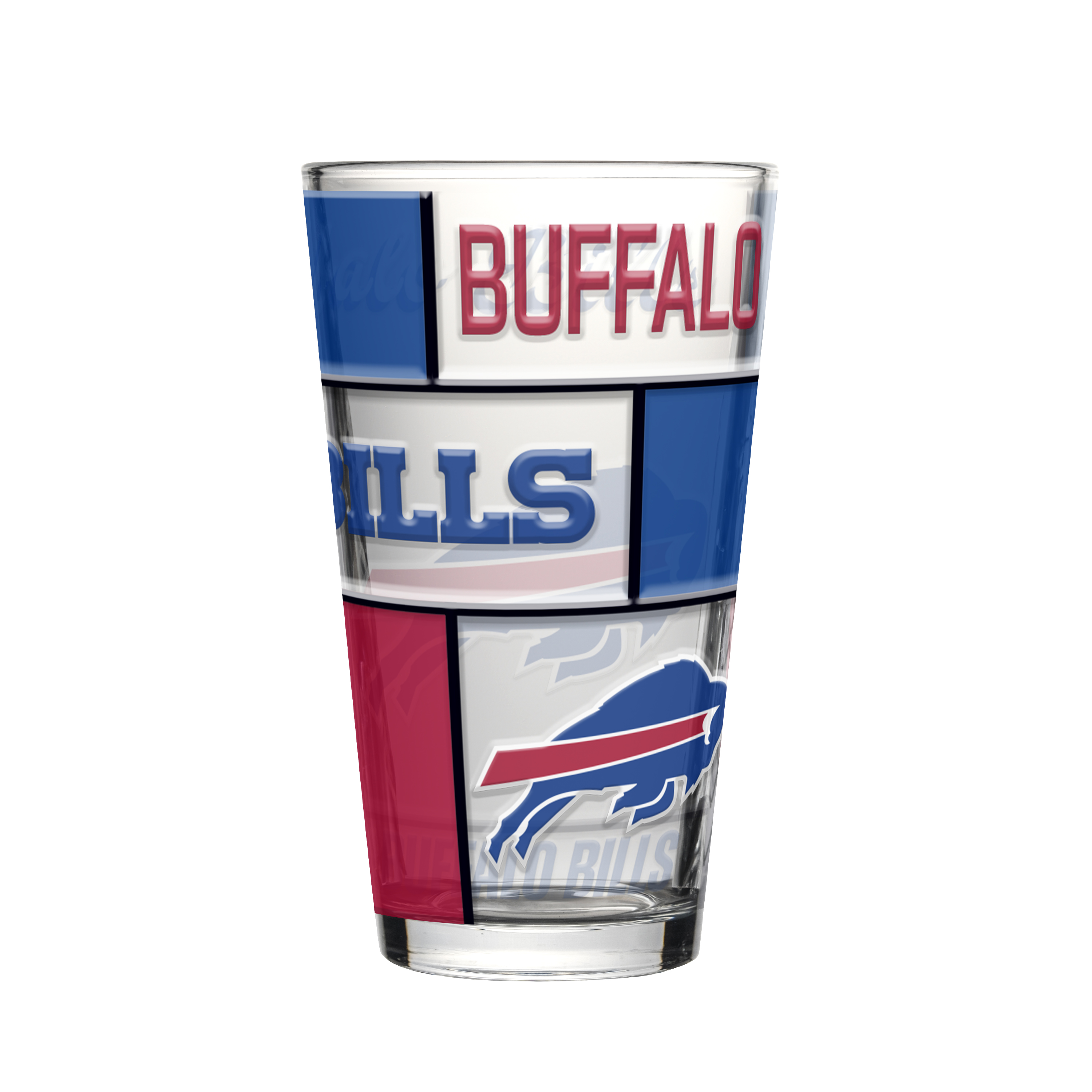 Buffalo Bills Boxed Quilted Stained Pint Glass 16oz