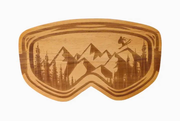 Ski Goggles Wood Cutting & Serving Board