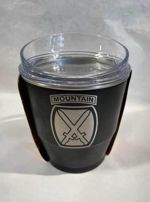 Wine and Whiskey Sip and Stacker with 10th Mountain Divison Logo