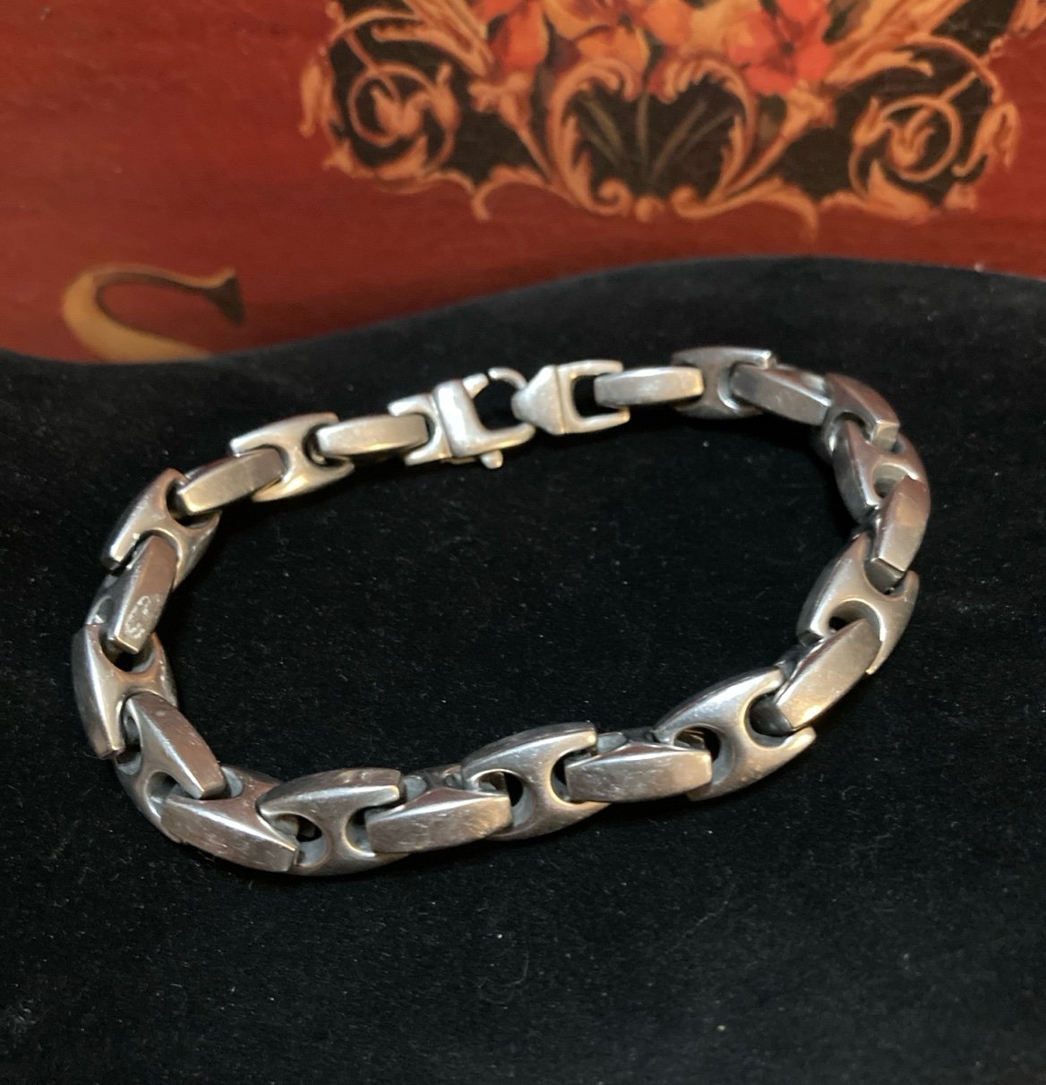 STAINLESS STEEL BRUSHED & POLISHED MEN'S ANCHOR CHAIN BRACELET