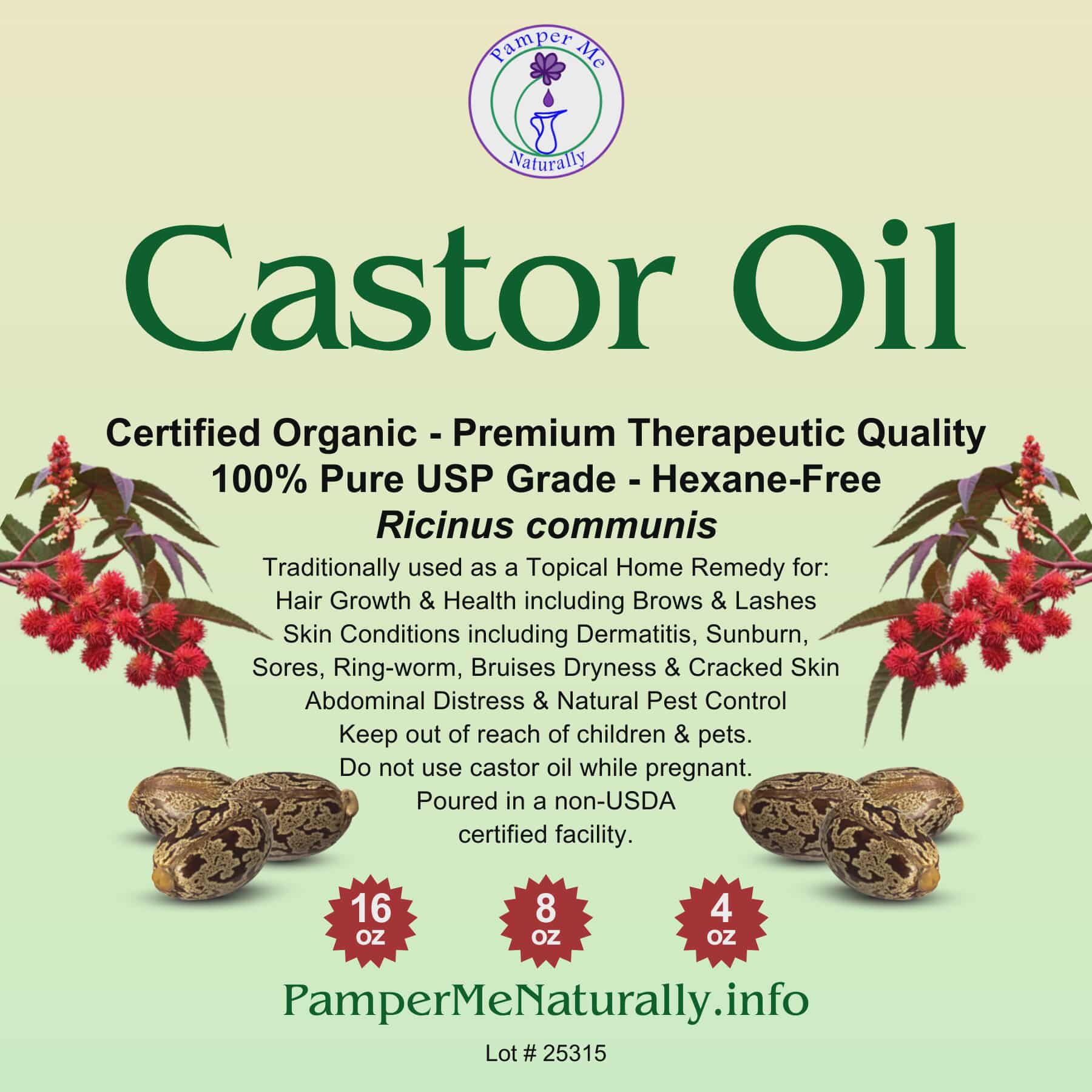 Castor Oil Organic in Glass 16oz