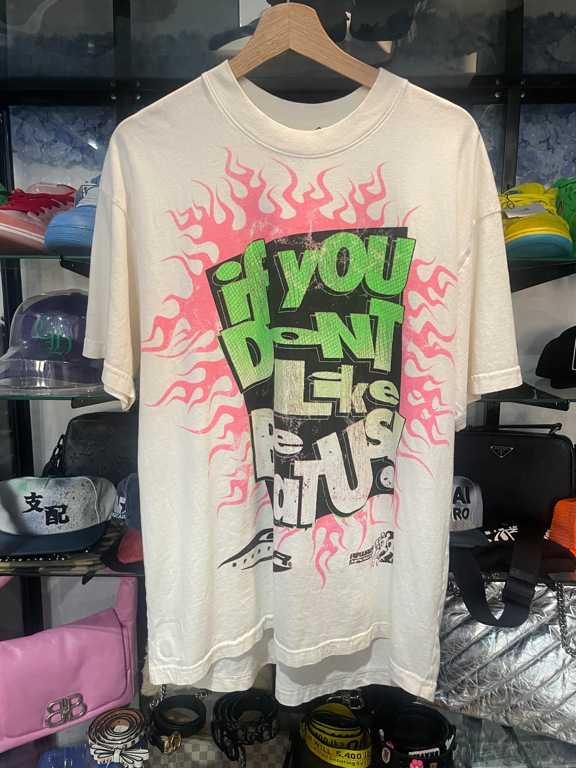 hellstar white green pink t-shirt size s (used)