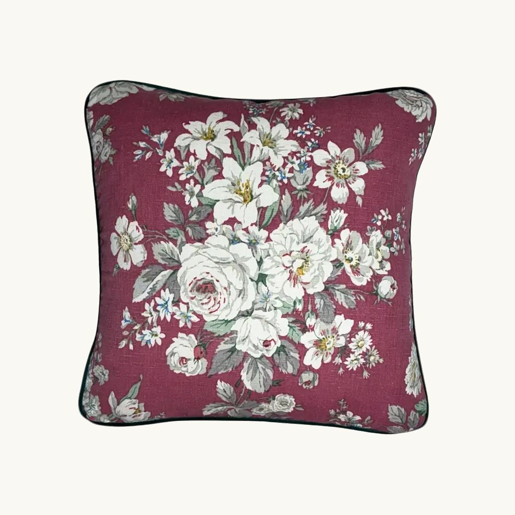 Sanderson pink floral Blue piping -  Vintage