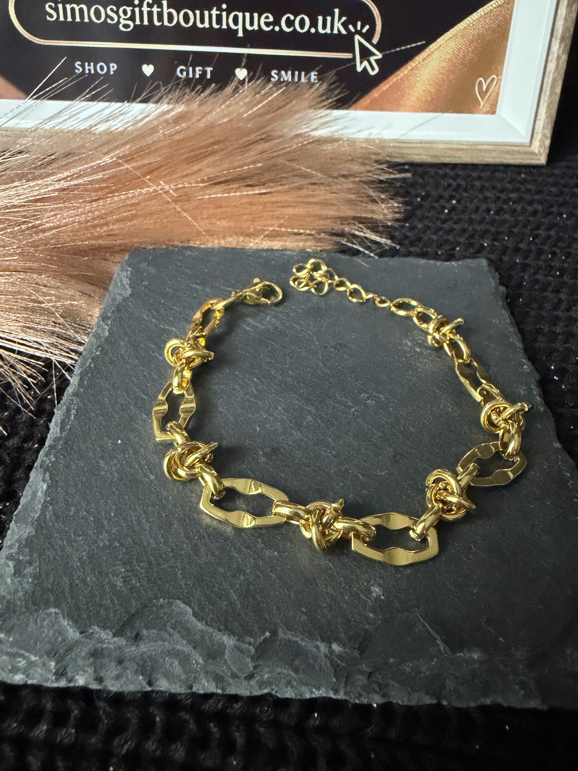Handmade 18K Gold Plated 304 Stainless Steel Knot Link Chain Bracelet