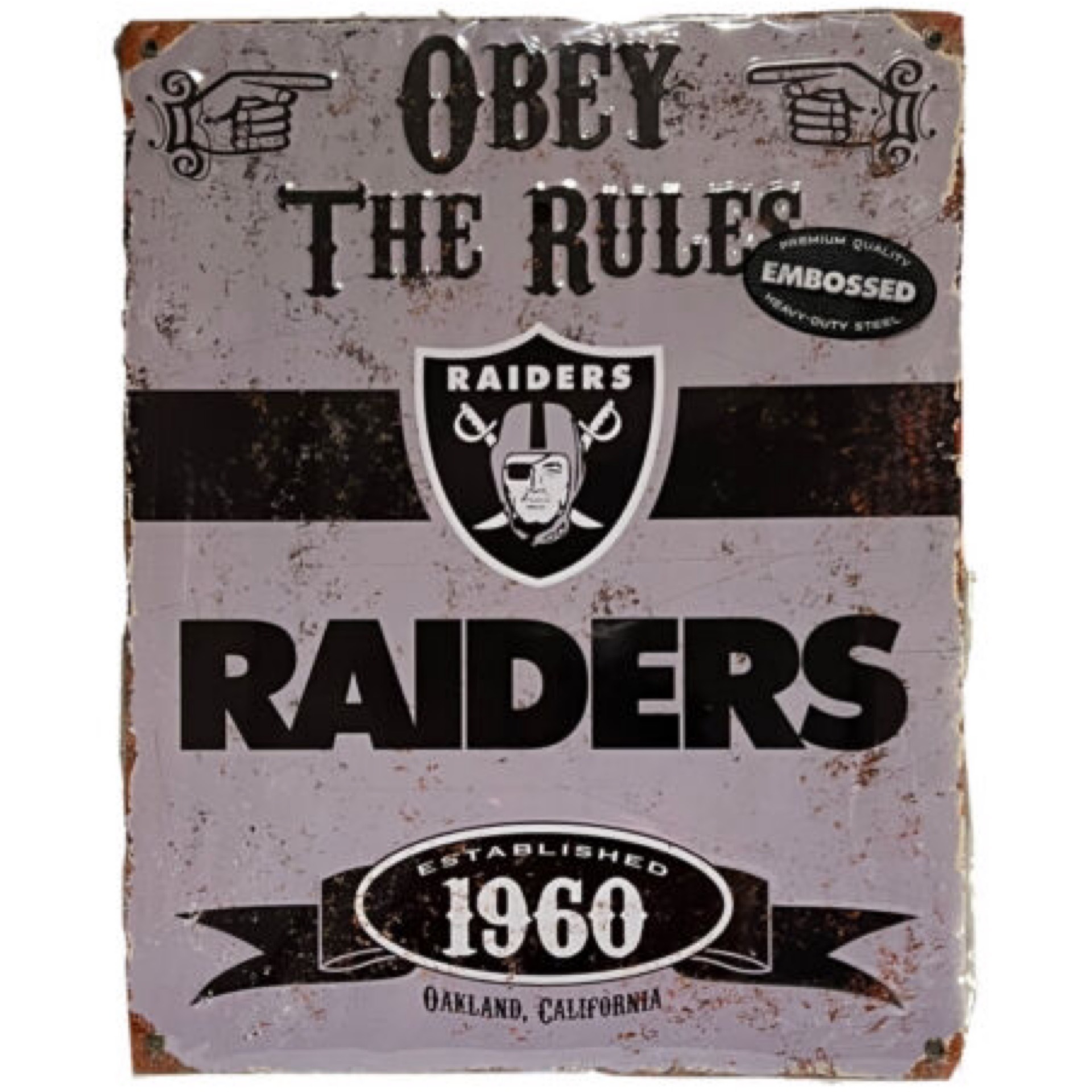 Las Vegas Raiders Obey the Rules Metal Sign