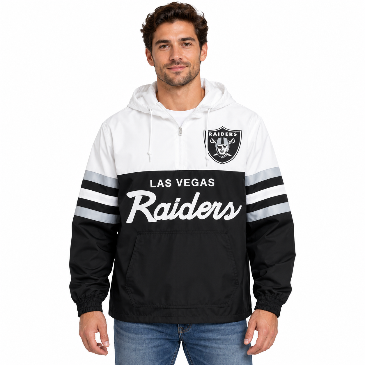 Las Vegas Raiders Andrak Mitchell and Ness Hooded Windbreaker Jacket