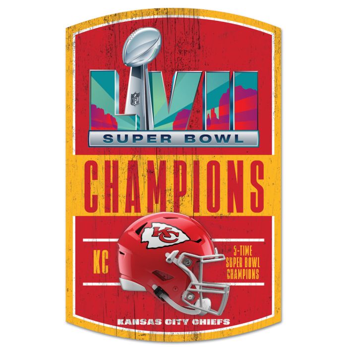 Kansas City Chiefs Wood Super Bowl LVII Champions Sign 11X17"