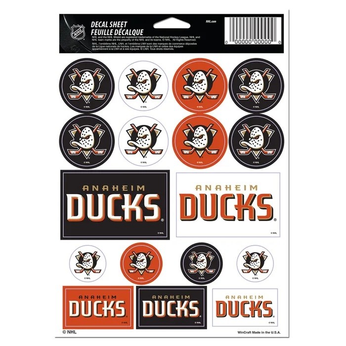 Anaheim Ducks Vinyl Decal Sheet 5x7"