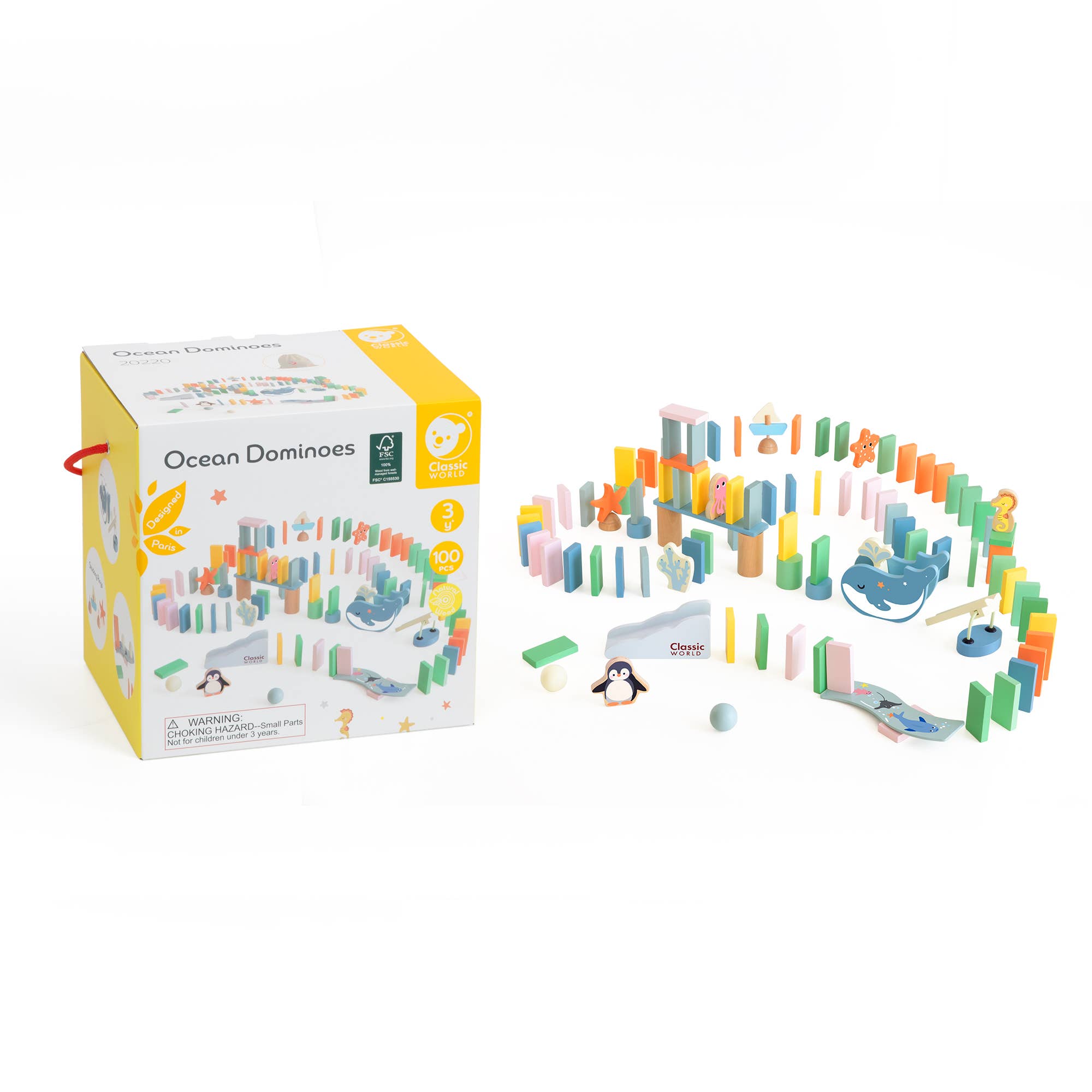 Classic World Ocean Dominoes – Fun Wooden FSC Domino Game