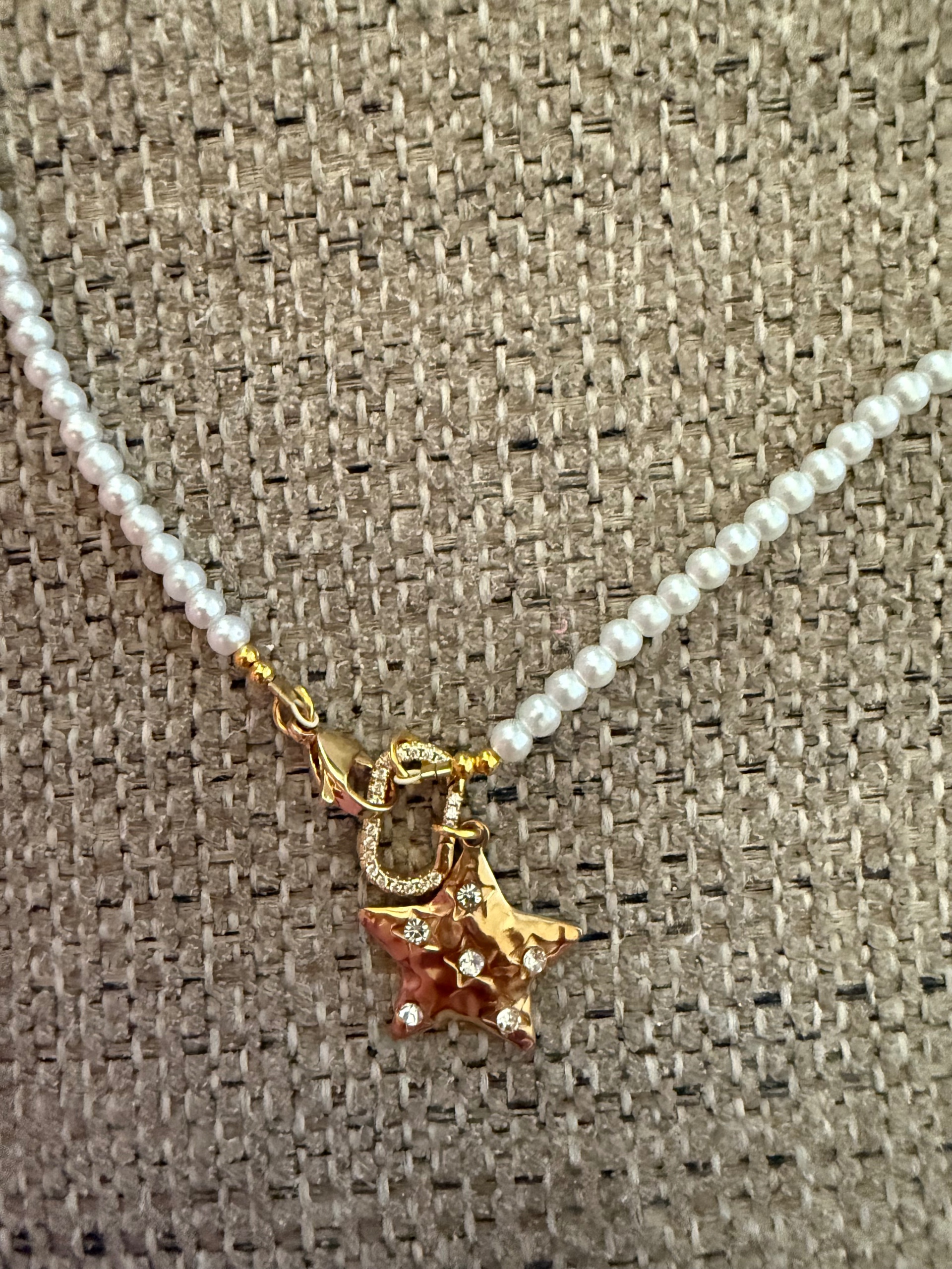 Pearl & Gold Star Necklace