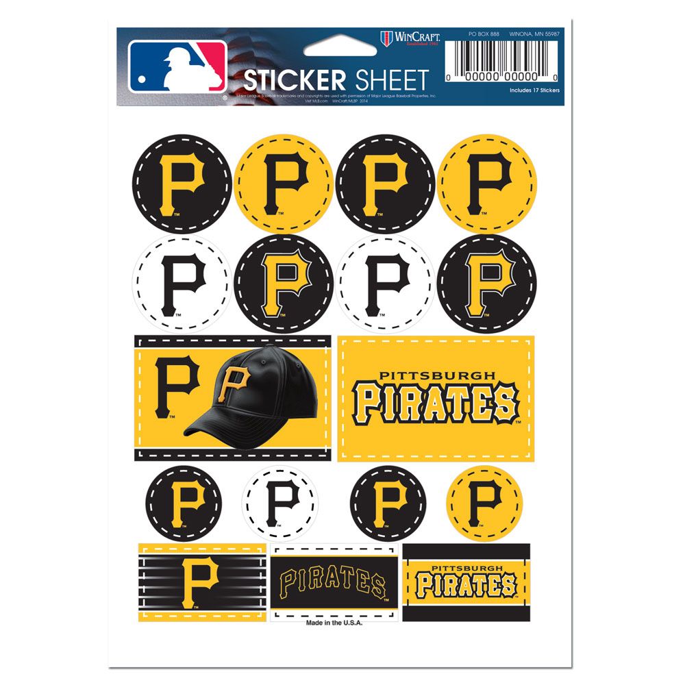 Pittsburgh Pirates Vinyl Decal Sheet 5x7"