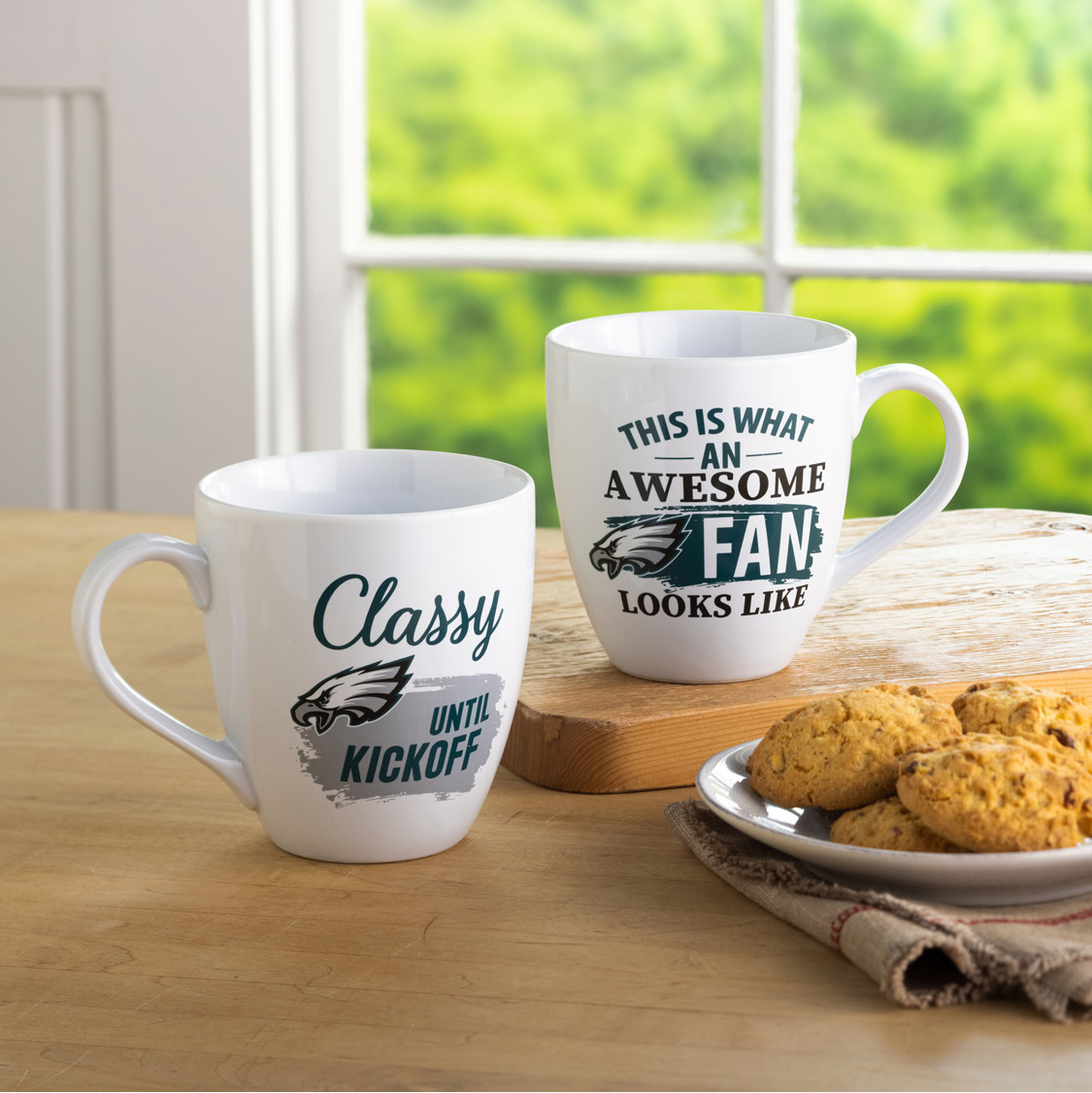 Philadelphia Eagles Ceramic Coffee Mug Set with Box 17oz Each
