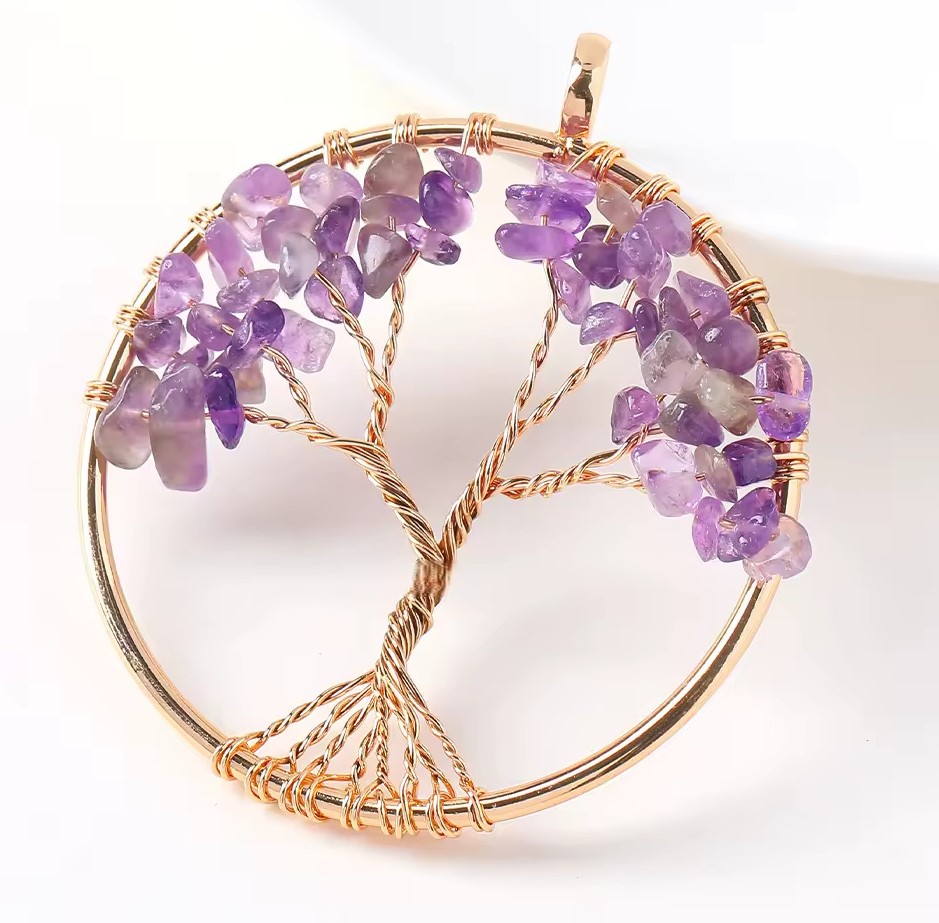 Arbre de vie en Rond tressé - 5cm - Améthyste — stock Valence