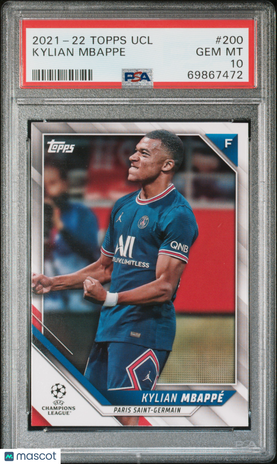 2021-2022 Topps UEFA Champions League Kylian Mbappe #200 PSA 10
