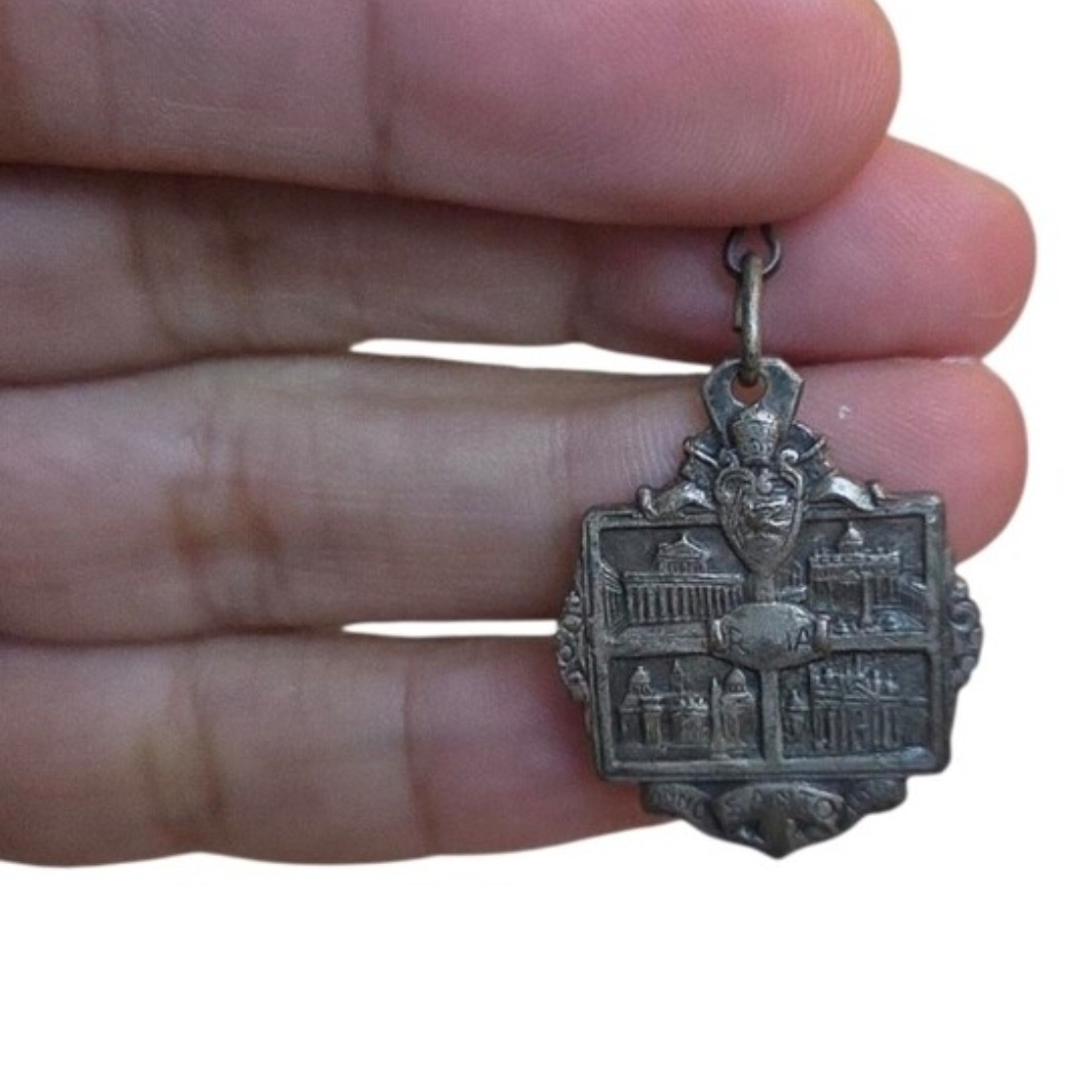 Vintage Silver-Tone 1950 Catholic Holy Year (Anno Santo) Religious Medal
