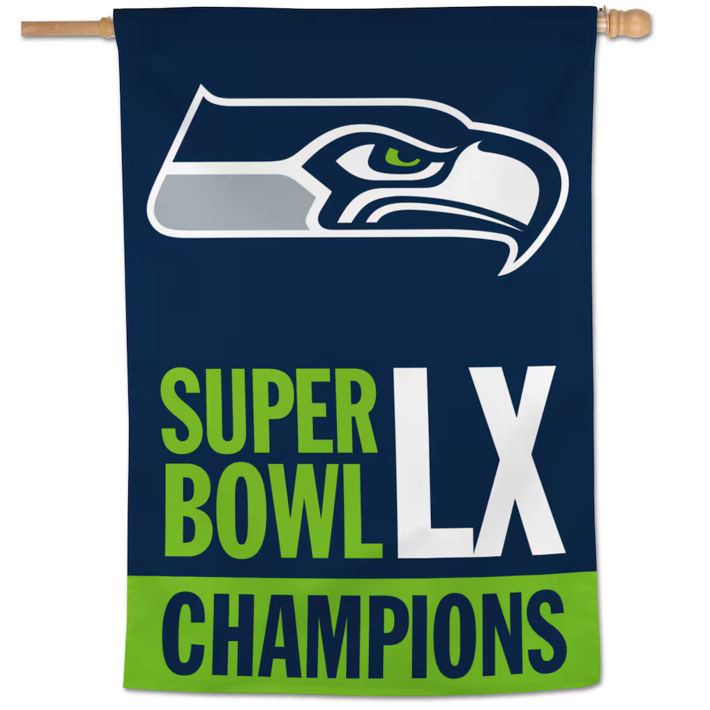 Seattle Seahawks Super Bowl LX Champions Vertical House Flag 28x40"