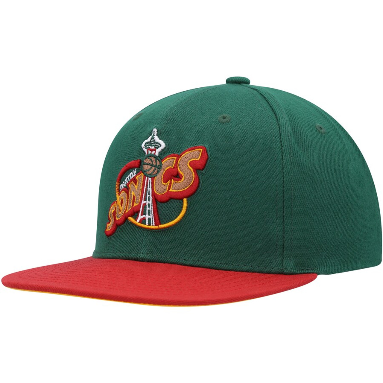 Seattle Supersonics Mitchell and Ness Snapback Hat - Green/Red