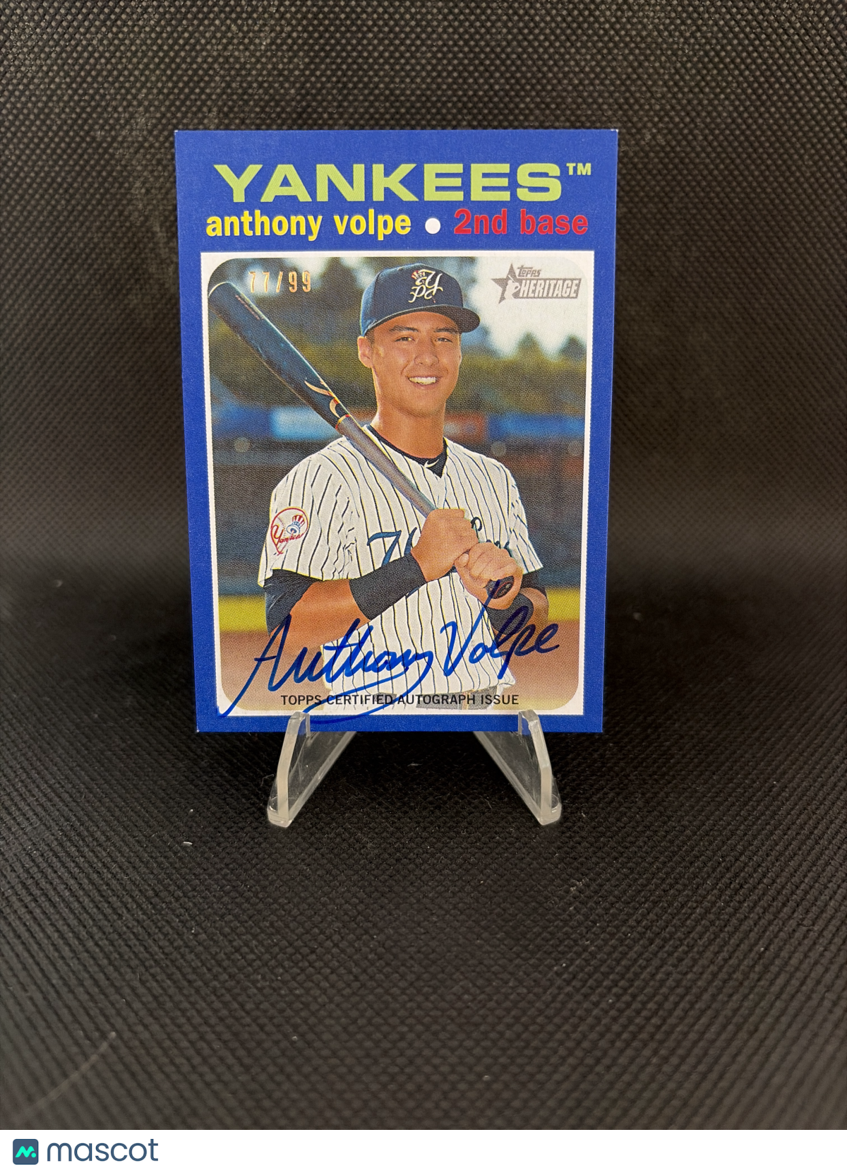 2020 Topps Heritage Anthony Volpe Blue Border /99 Auto