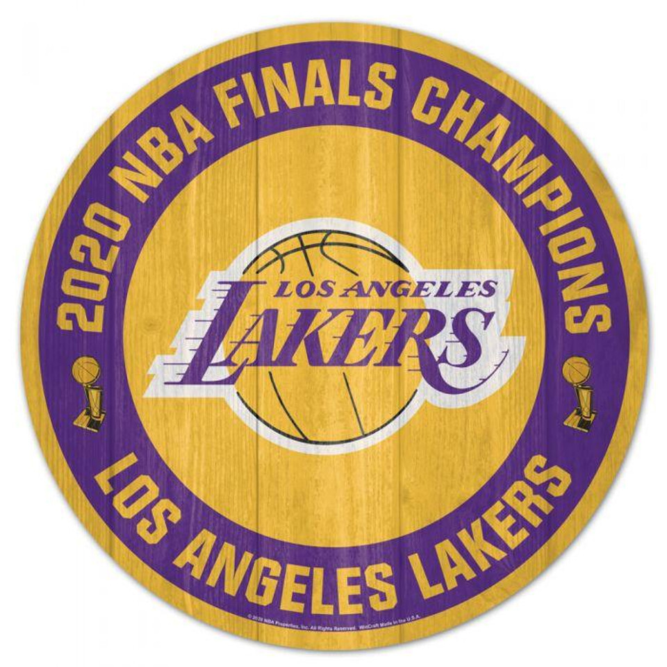 Los Angeles Lakers 2020 NBA Champions Round Wood Sign
