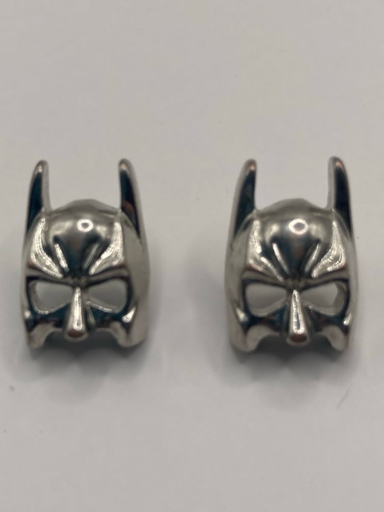DC BATMAN PIERCED SILVER-TONE EARRINGS