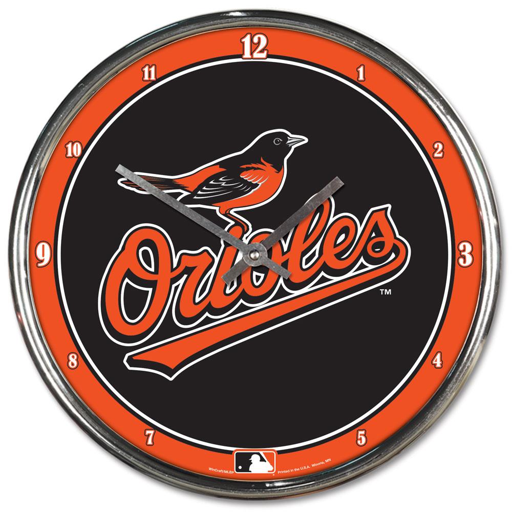 Baltimore Orioles Round Chrome Wall Clock