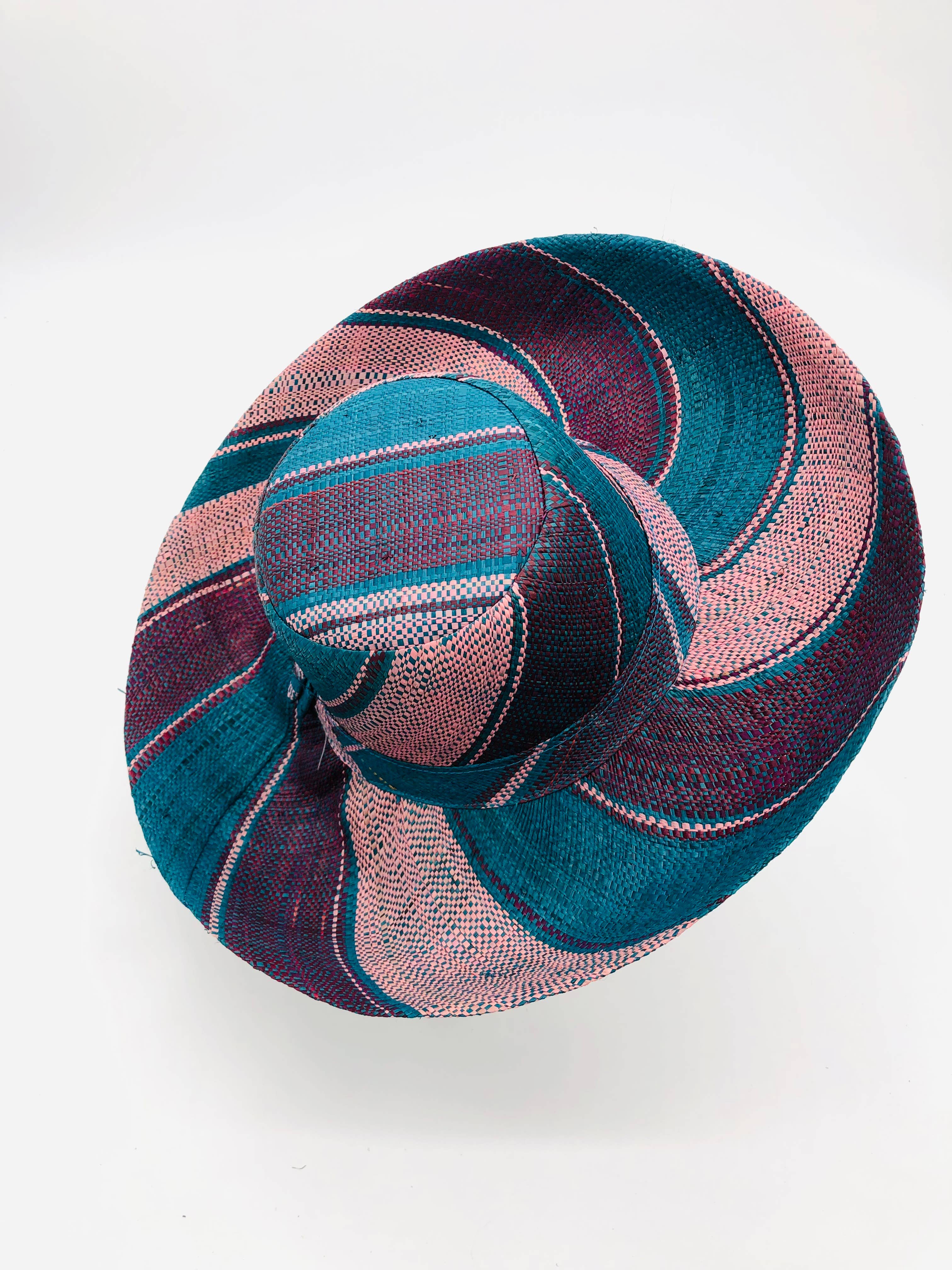 5" & 7" Wide Brim Multicolor Stripe Packable Straw Sun Hats