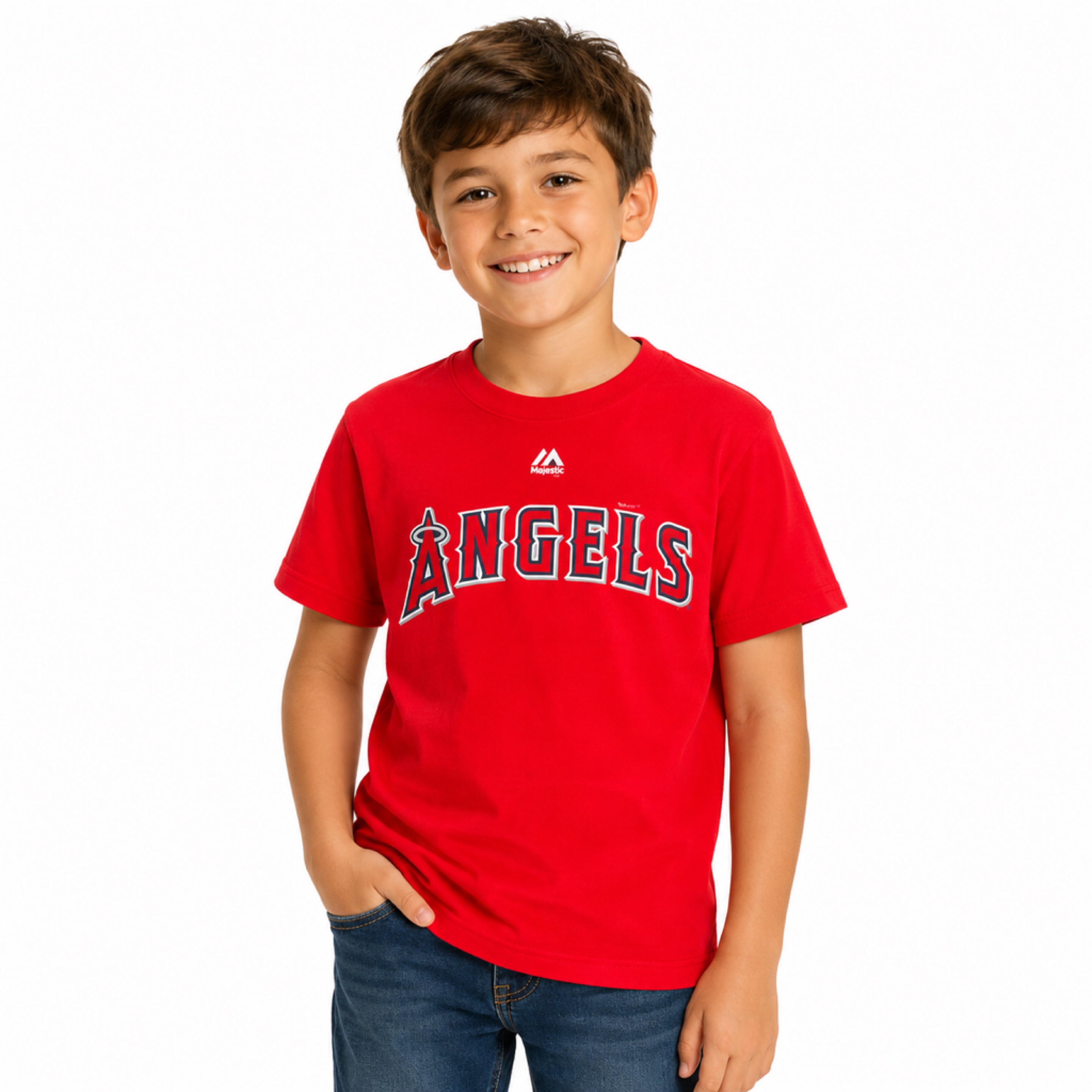 Los Angeles Angels Kids Scarlet Red Majestic Shirt