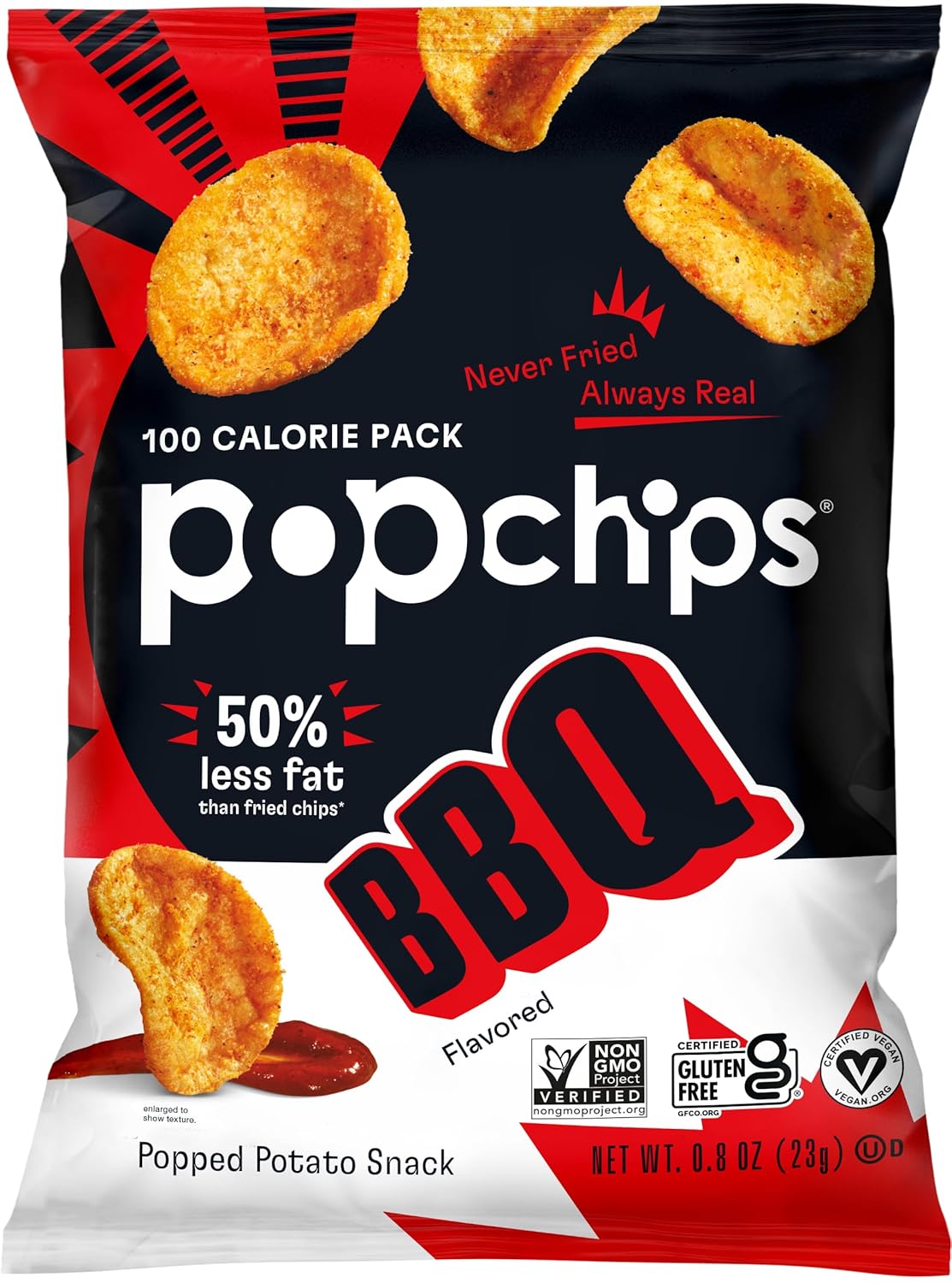 Popchips Popped Potato Chips Barbecue BBQ 0.8 oz 24ct