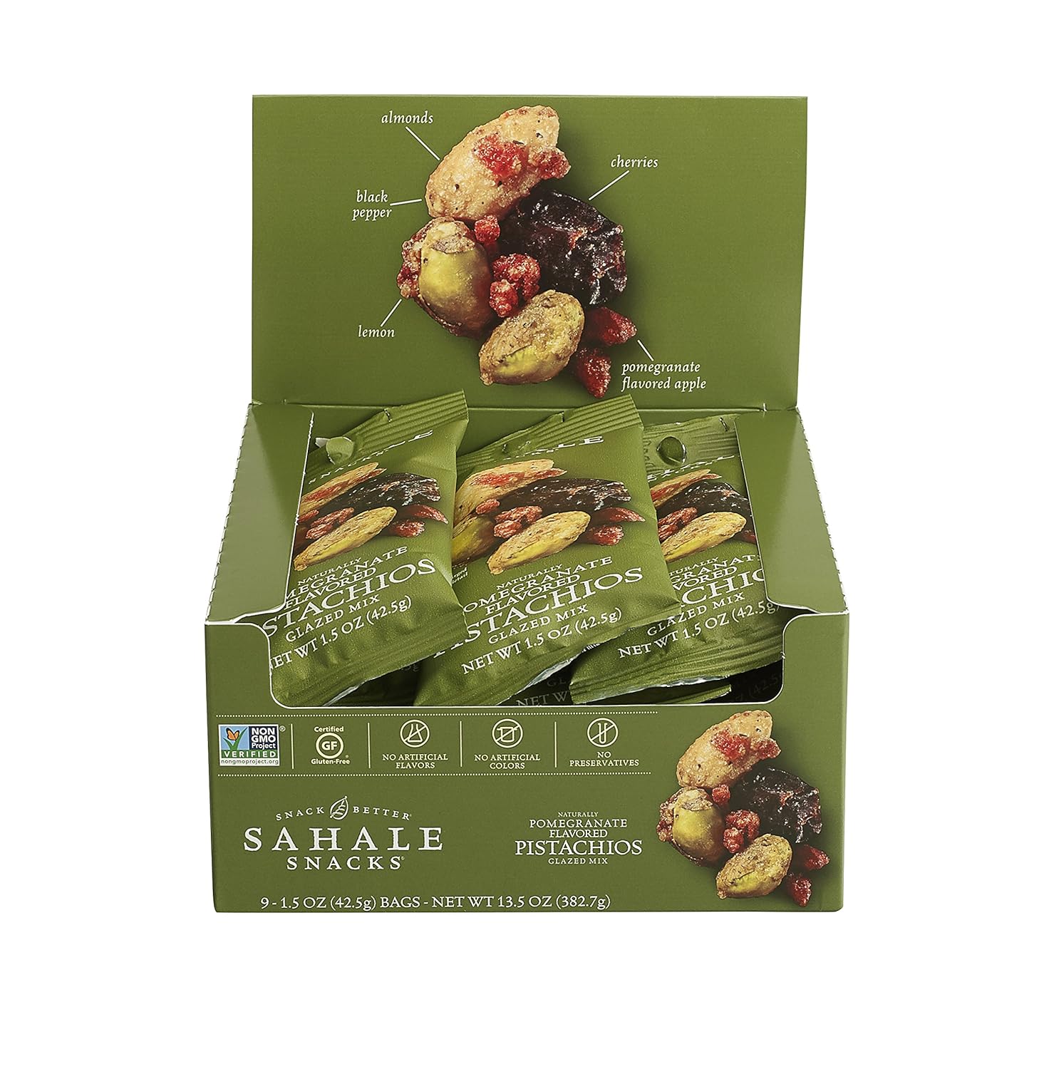 Sahale Pomegranate Flavored Pistachios Glazed Mix 1.5oz 9ct
