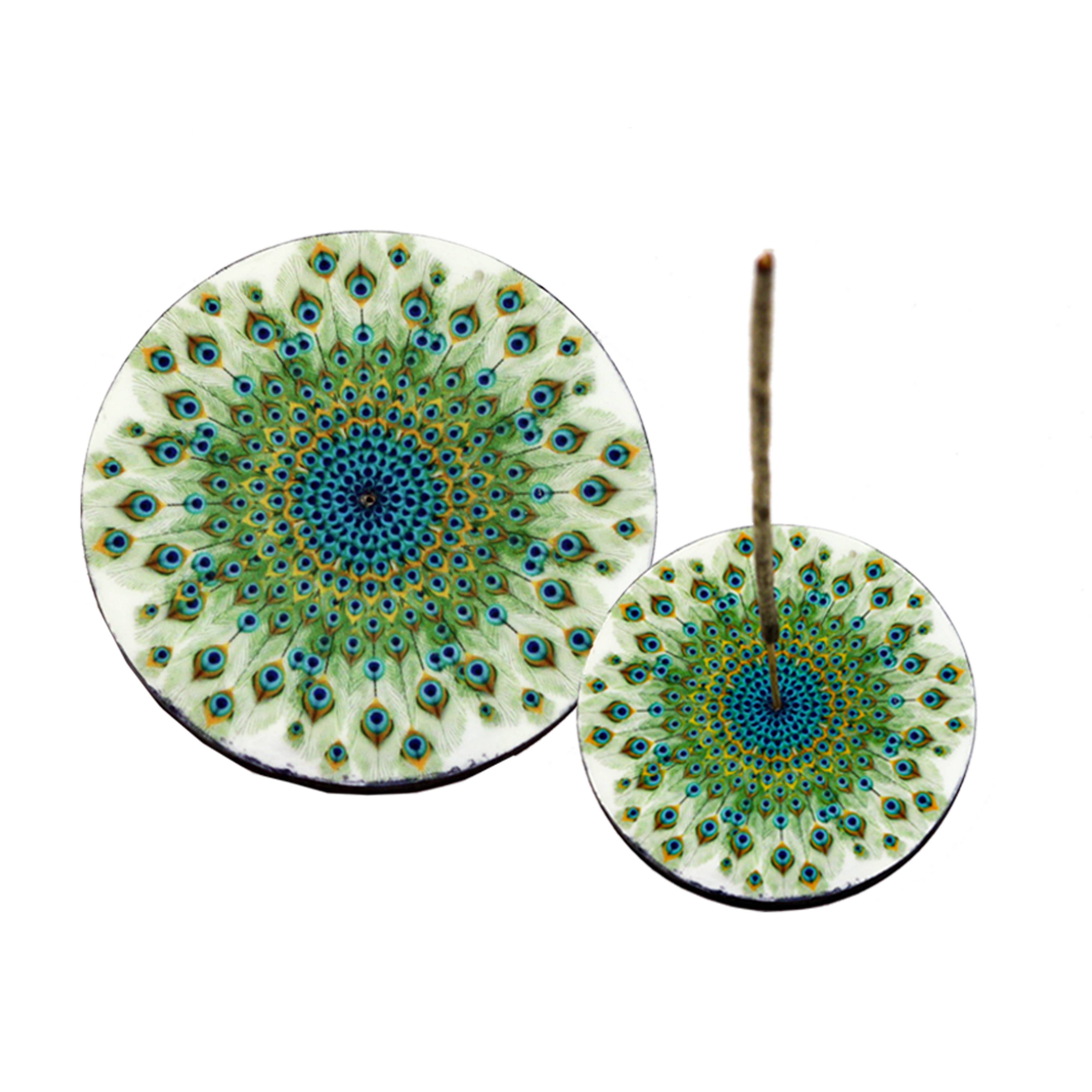 Round Peacock Incense Burner 