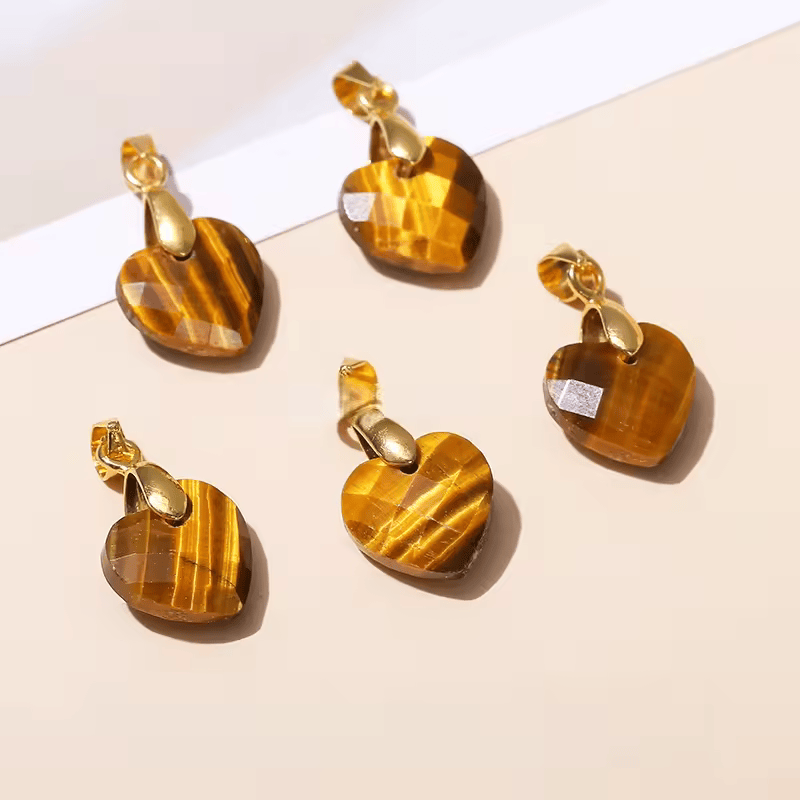 Pendentif Cœur Facetté en Oeil de tigre 12x5mm (1) — stock Valence