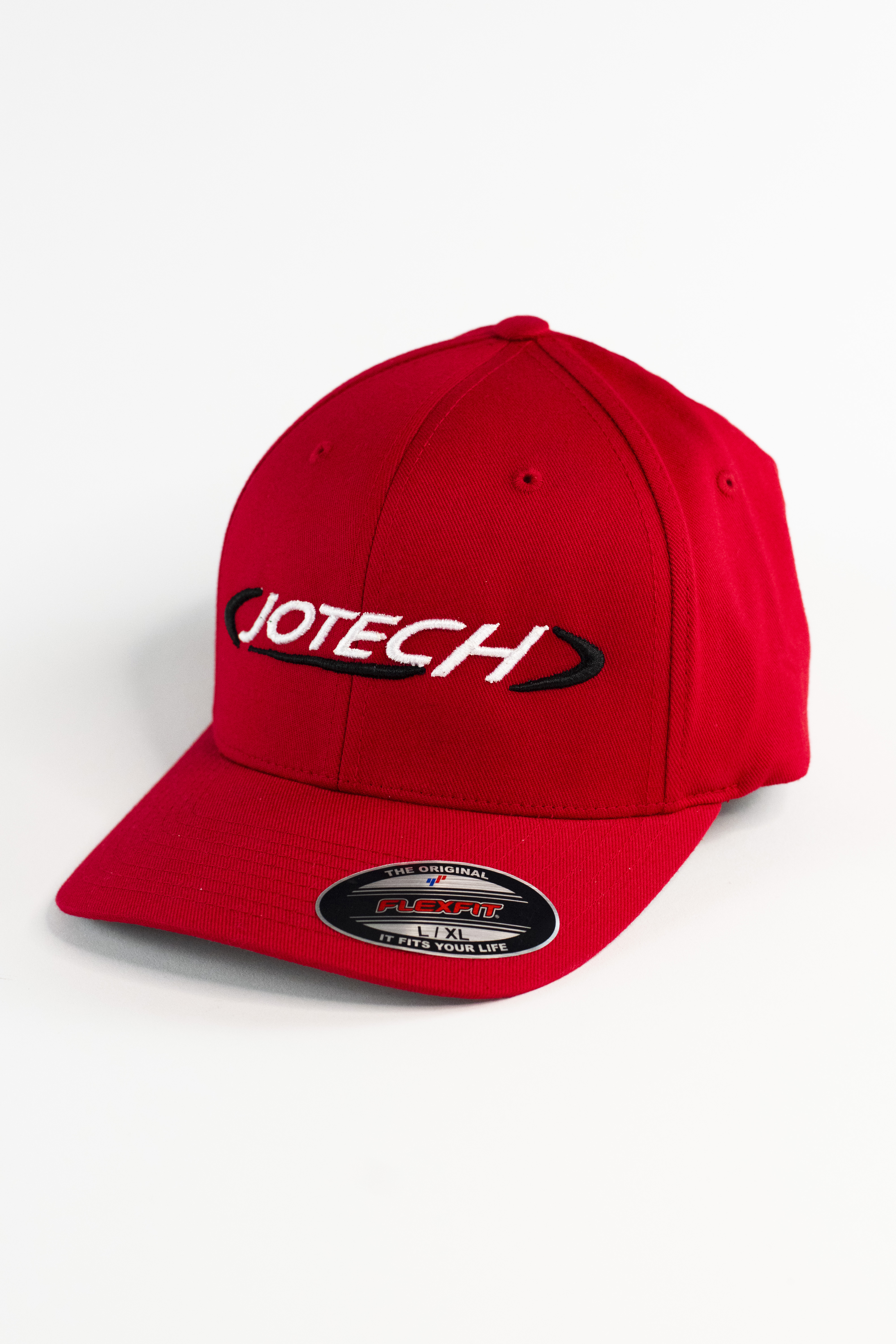 Hat - White Fitted Jotech (Red Hat/ White logo/Black Swoosh)