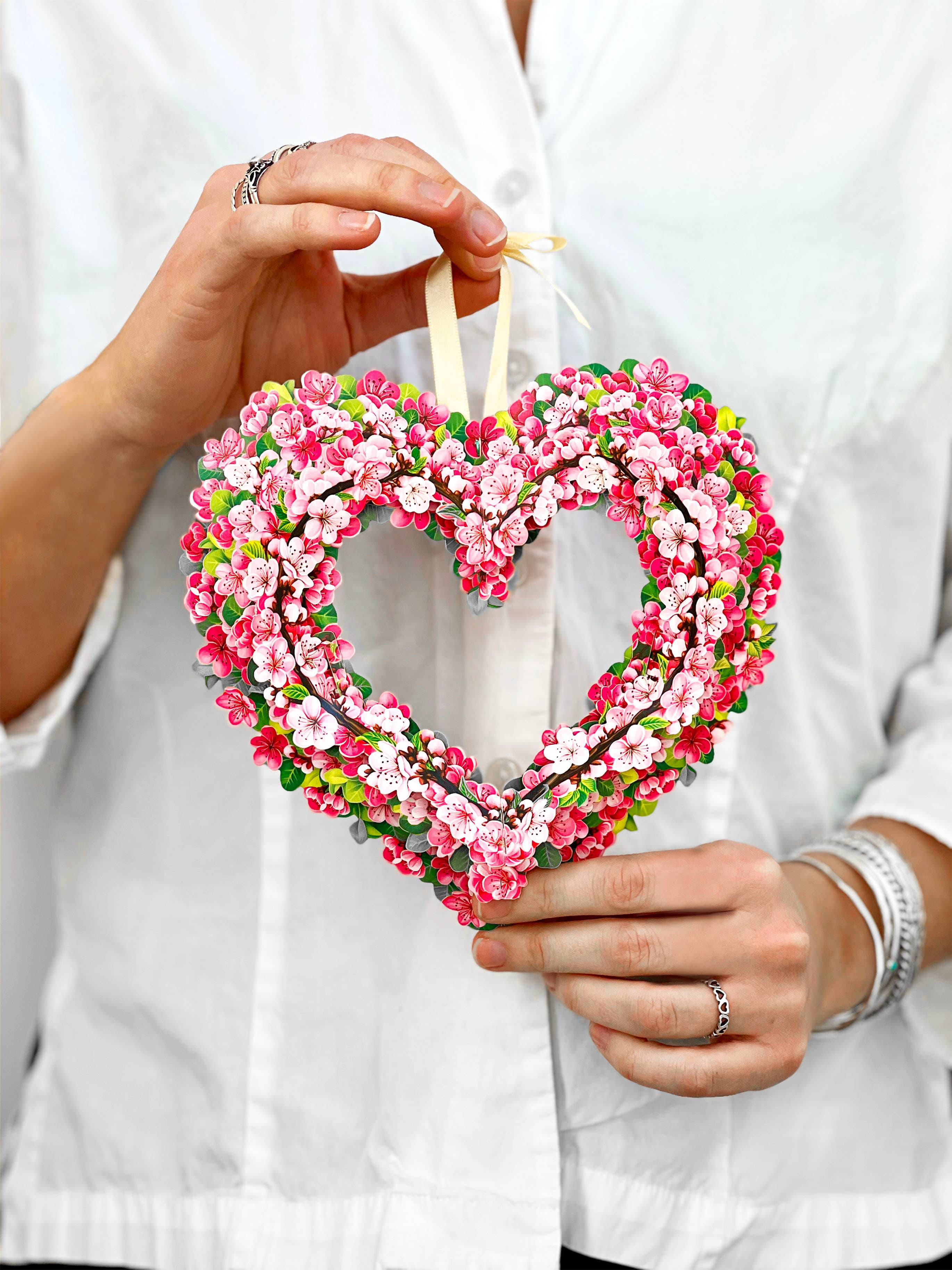 Mini Cherry Blossom Wreath (10 Pop-up Greeting Cards)