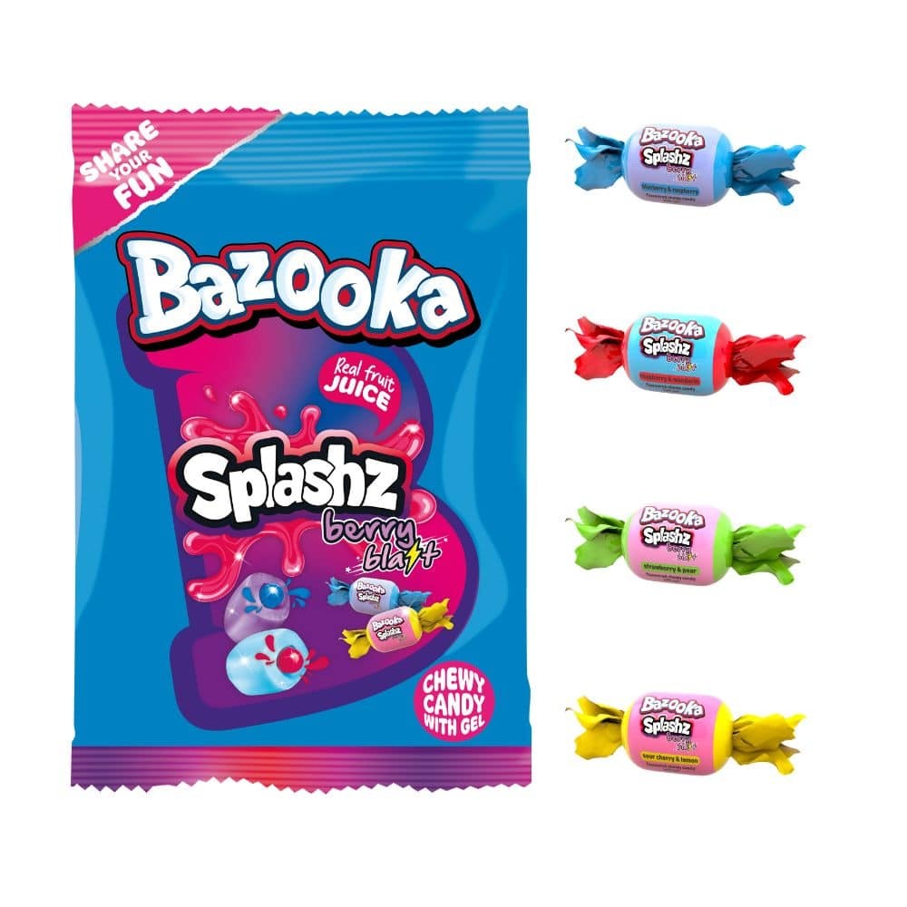Bazooka UK Splashz Berry Blast Jelly Filled Chewy Candy 120g 12 Pack