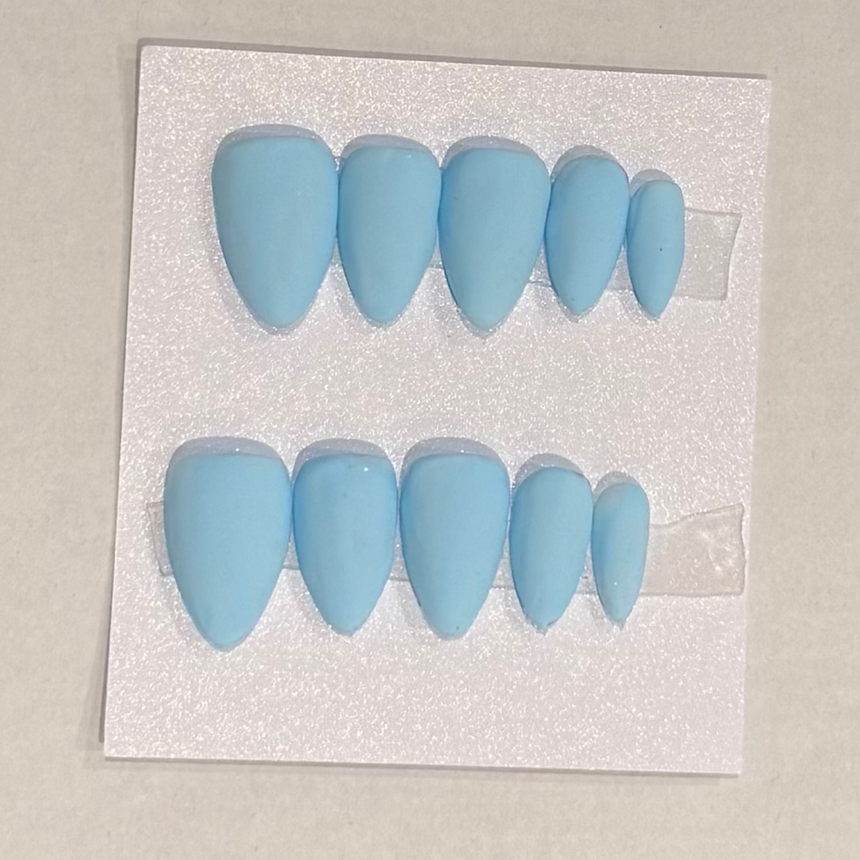 Sky blue hand-painted nail set